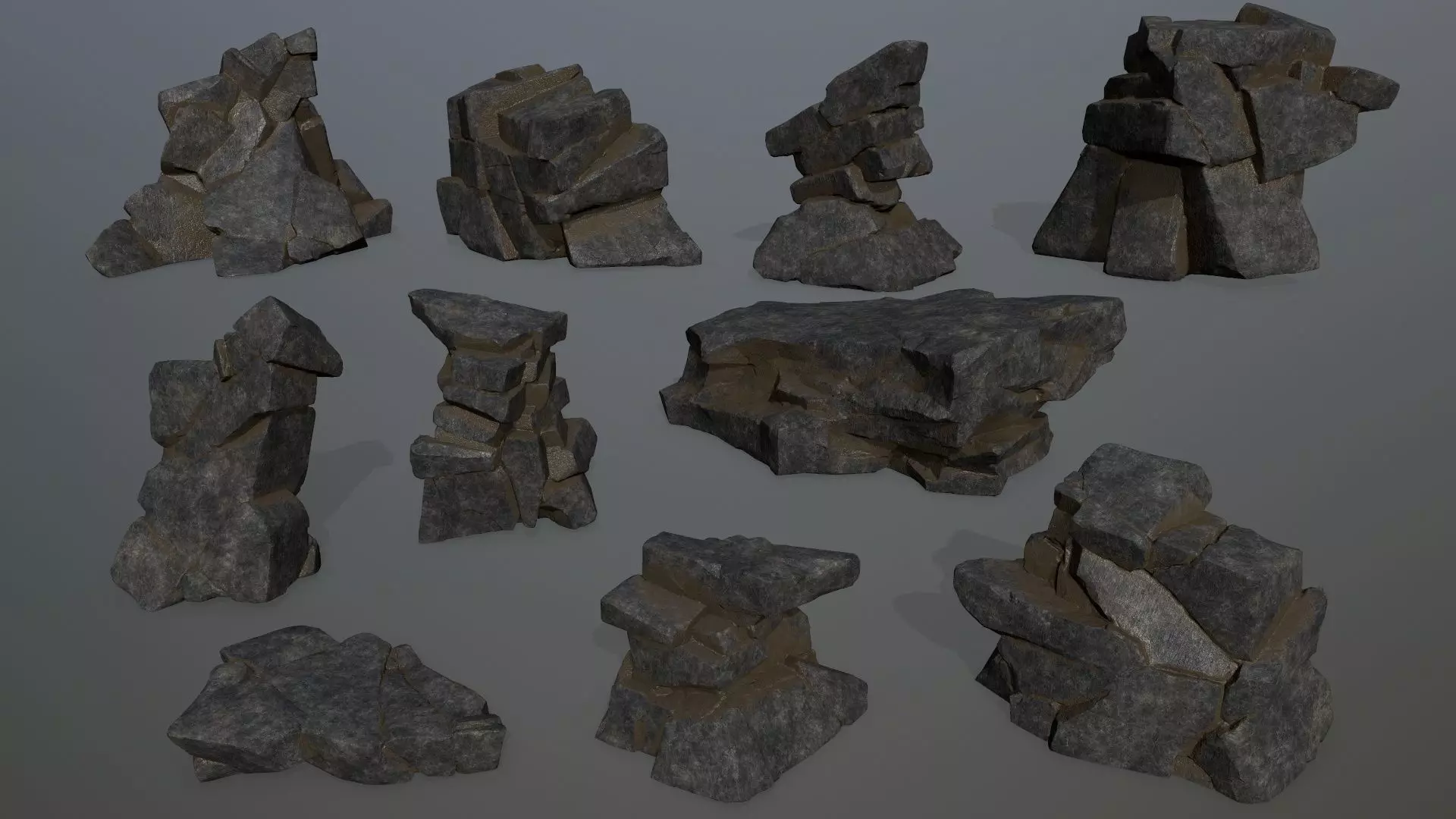 cliff rocks Low-poly 3D model_0