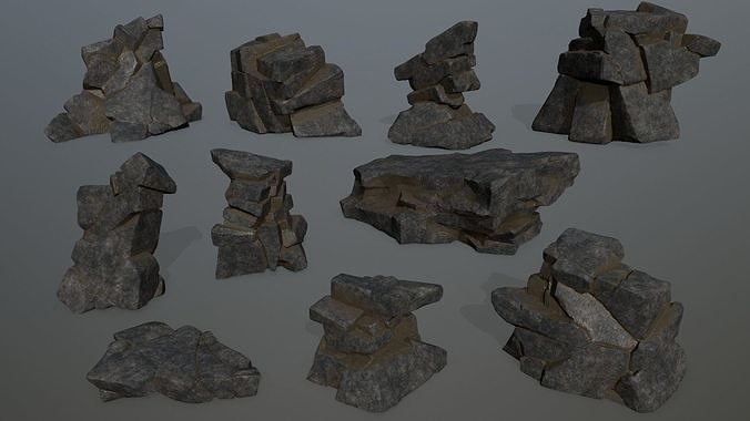 cliff rocks Low-poly 3D model