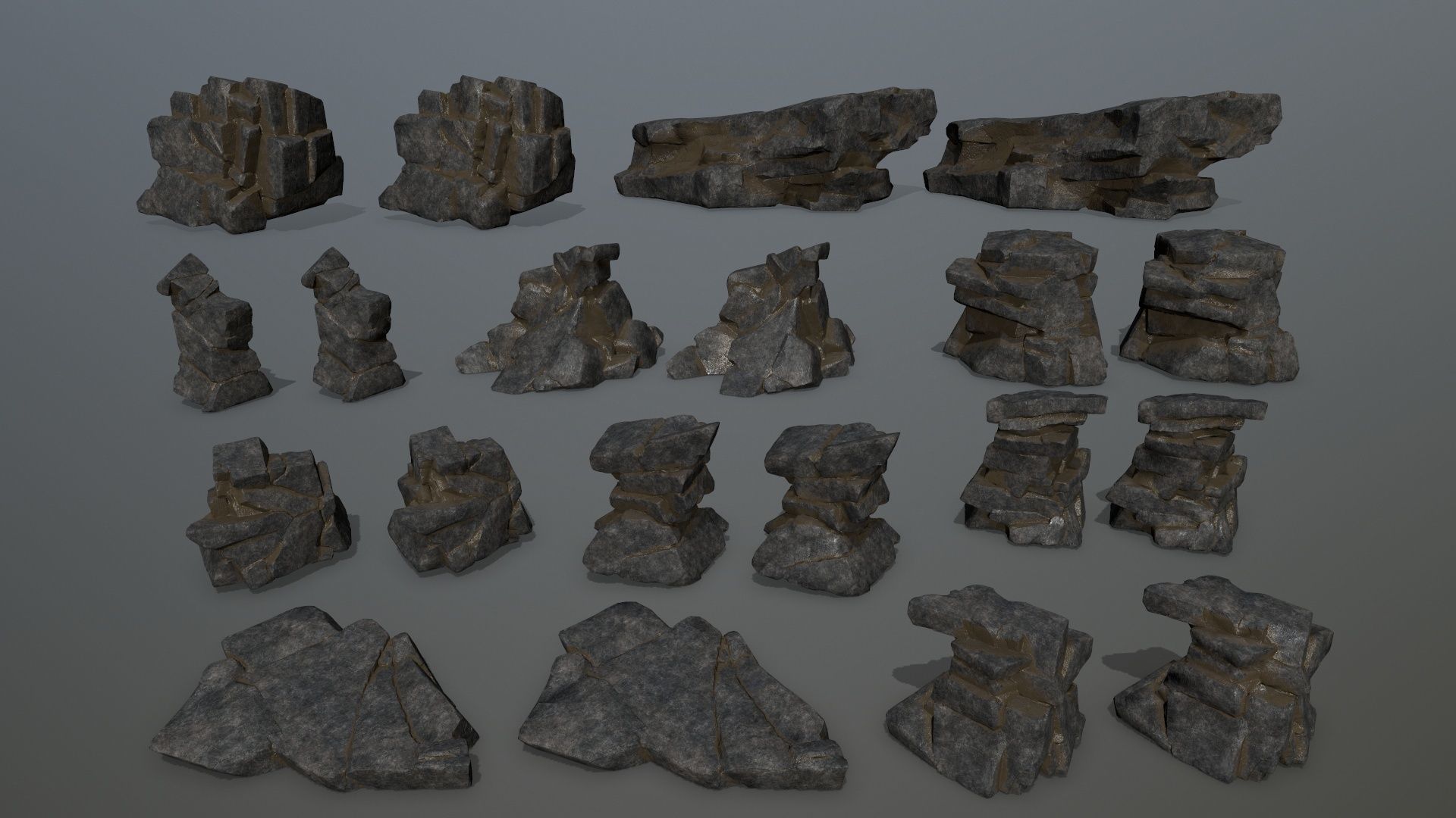 cliff rocks Low-poly 3D model_20