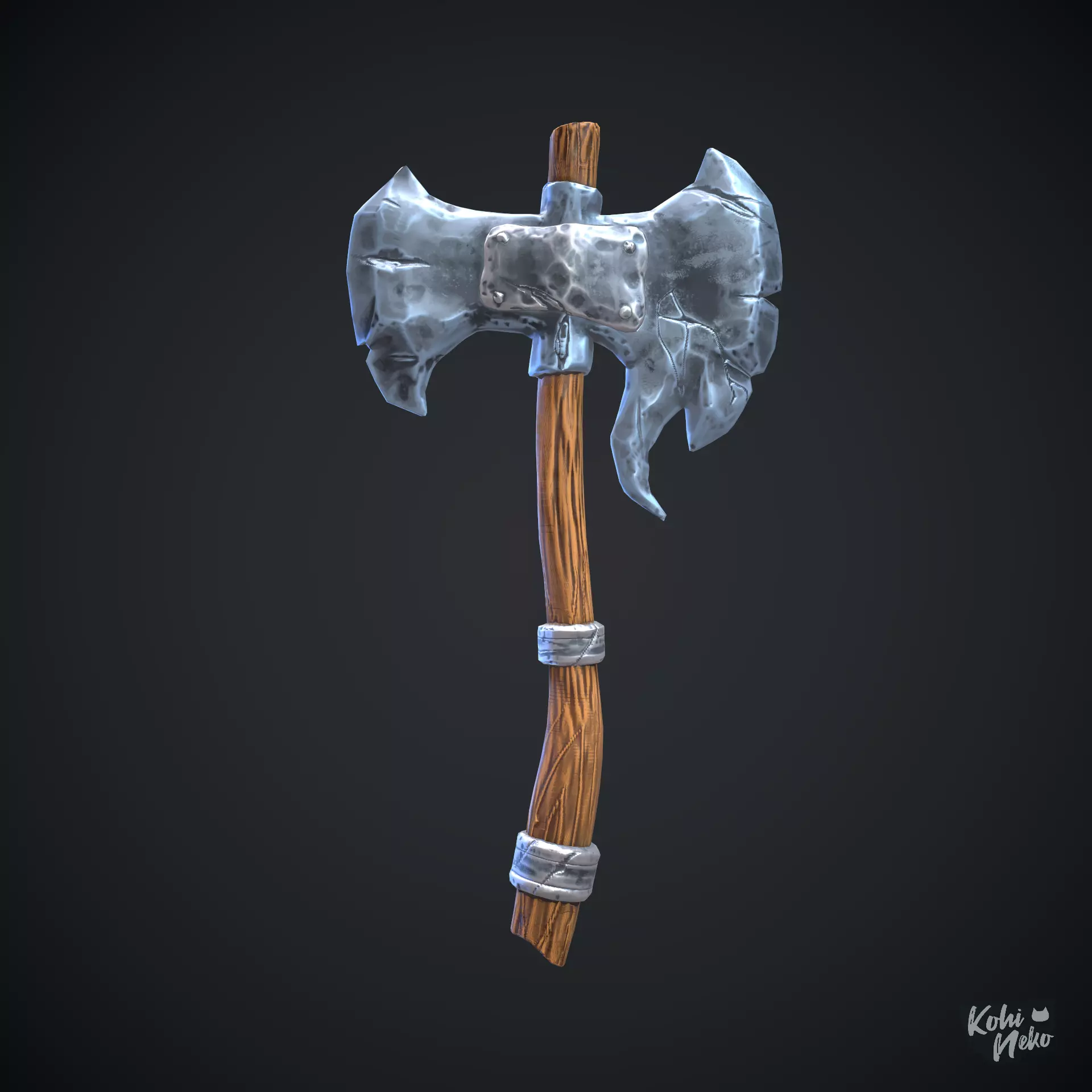 Stylized axe  Low-poly 3D model_0