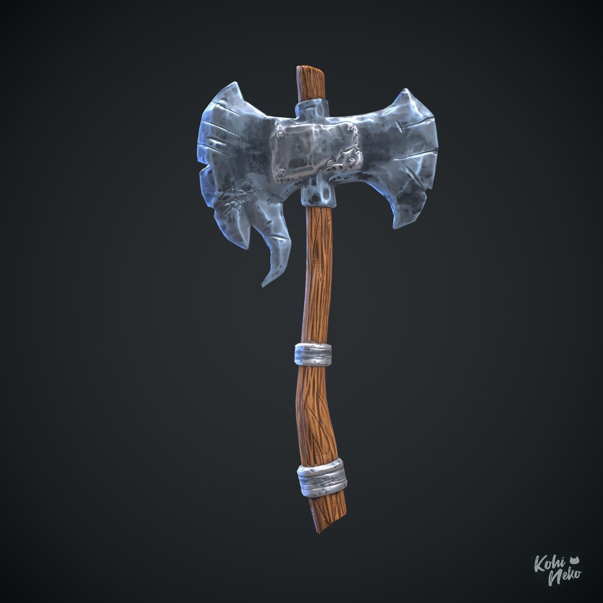 Stylized axe  Low-poly 3D model_2