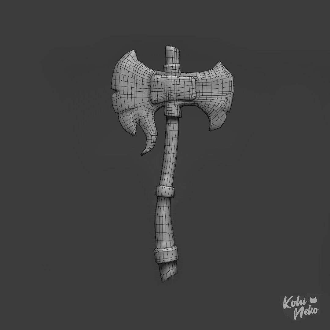 Stylized axe  Low-poly 3D model_3