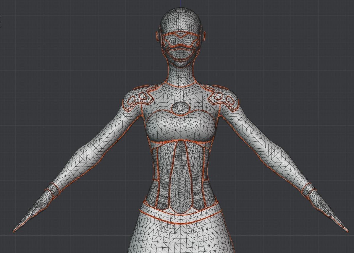 Robo Woman Low-poly 3D model_12