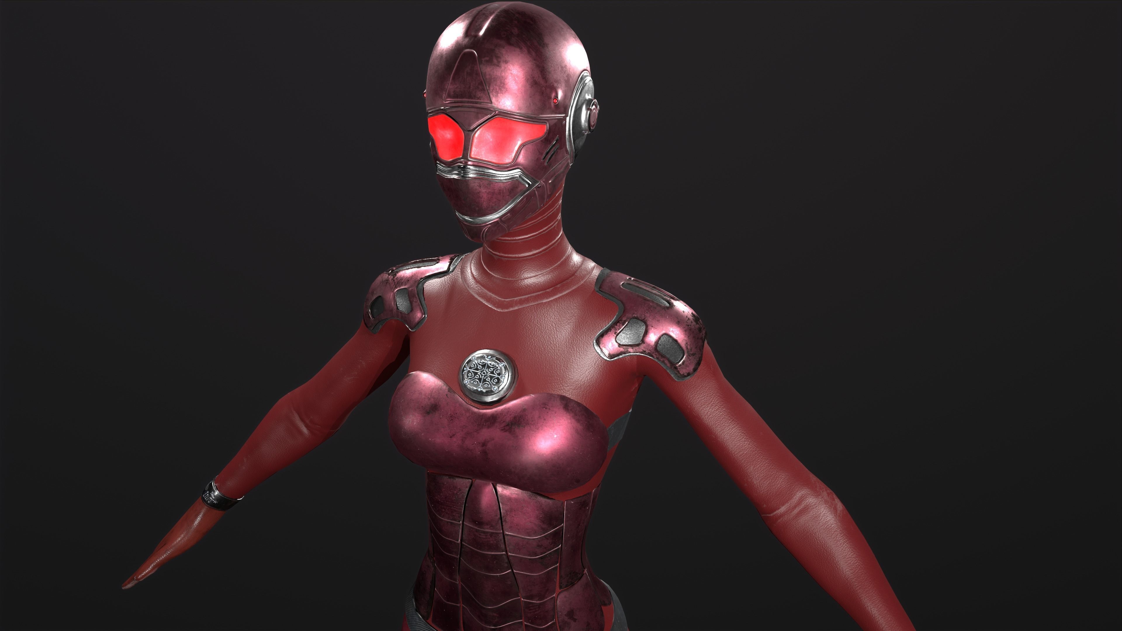 Robo Woman Low-poly 3D model_0