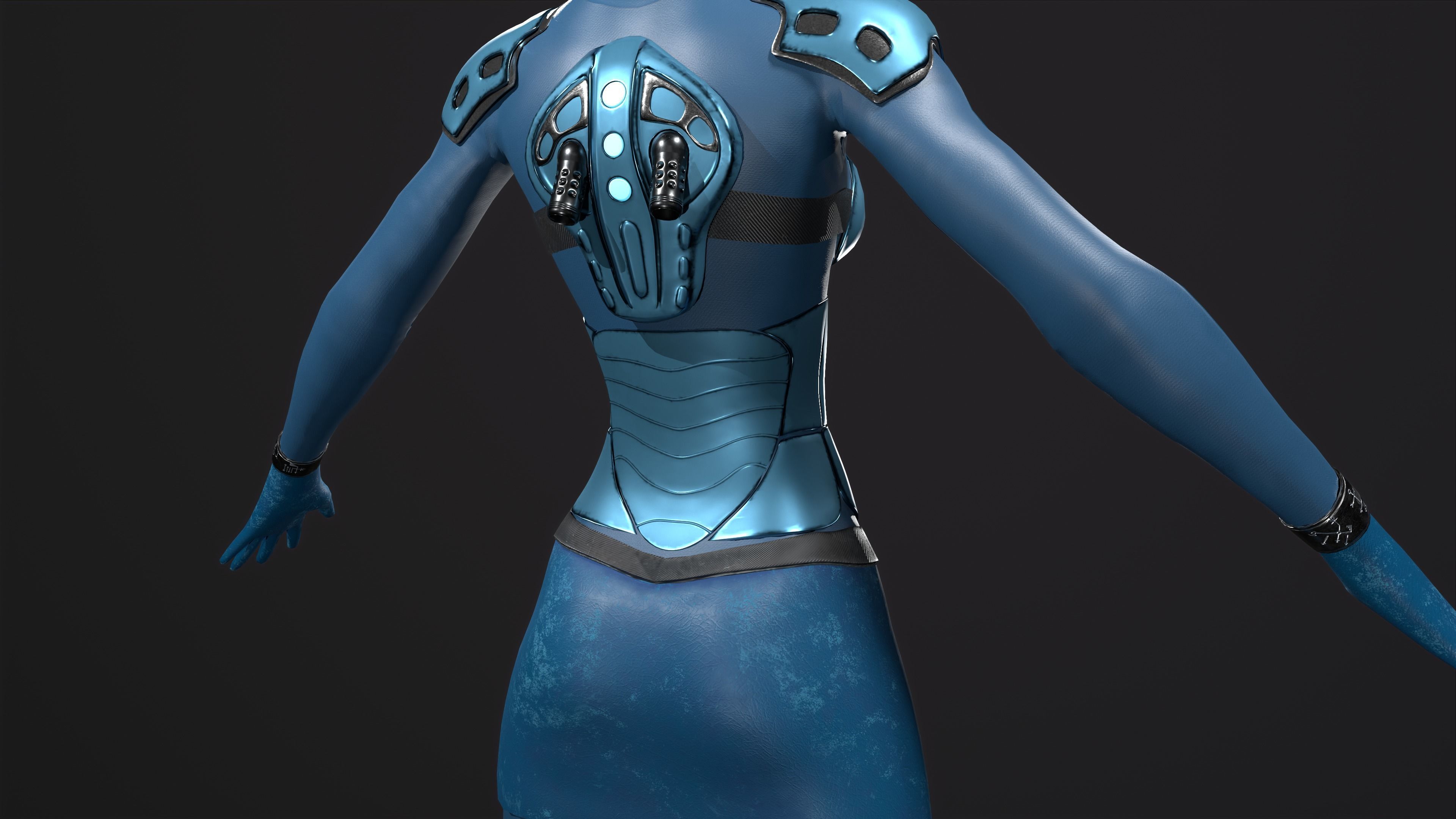 Robo Woman Low-poly 3D model_11