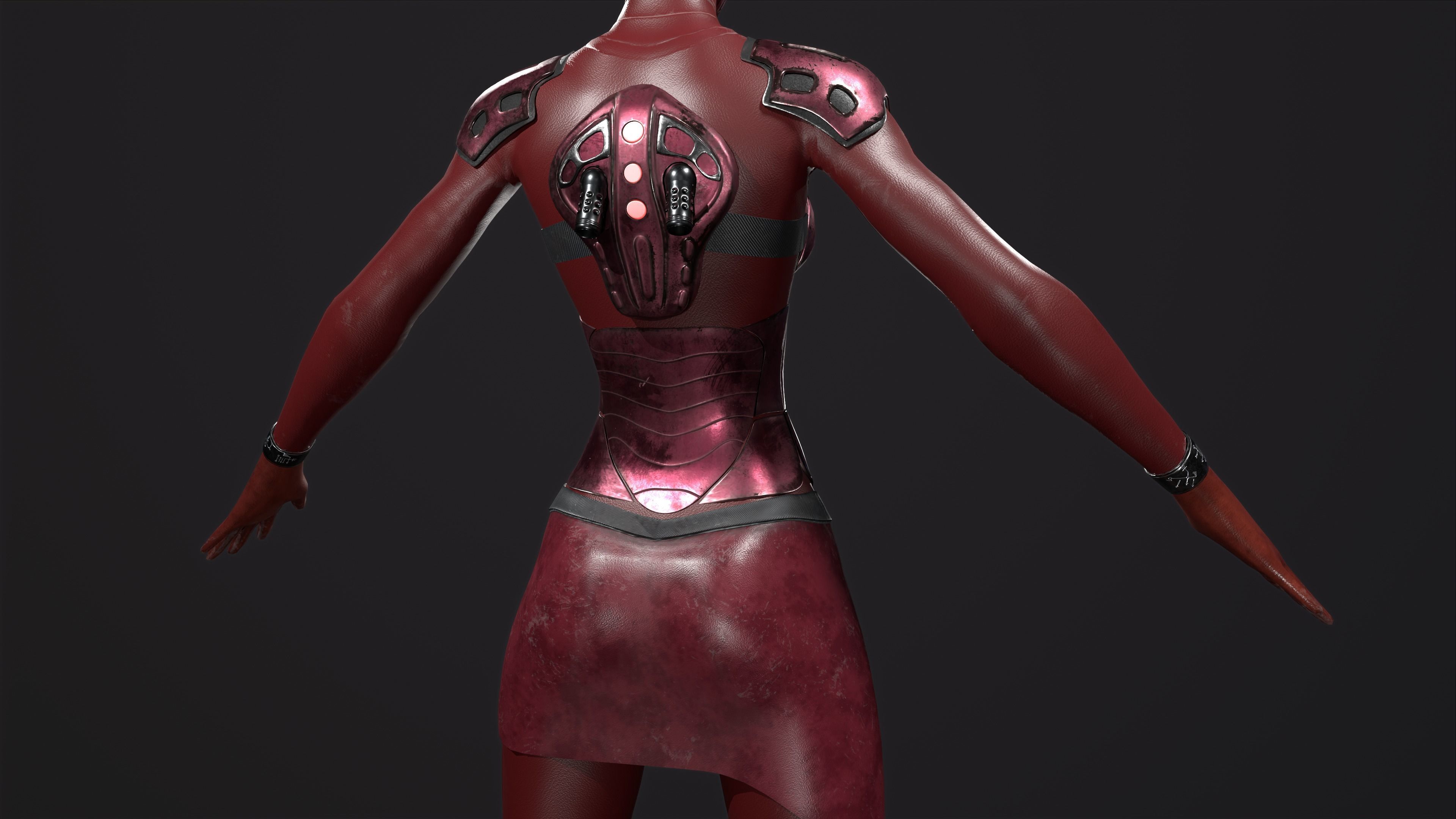 Robo Woman Low-poly 3D model_3