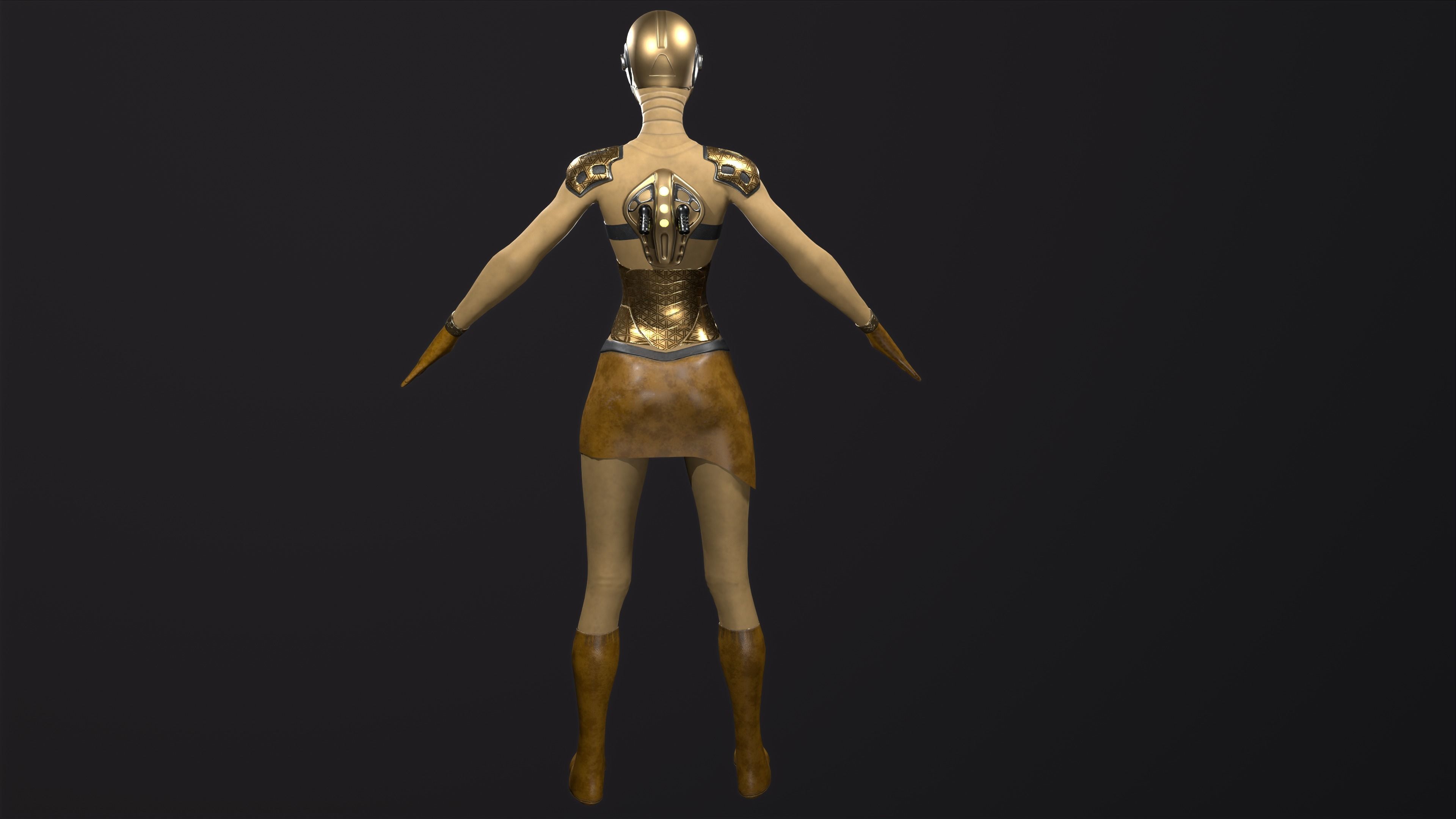 Robo Woman Low-poly 3D model_5