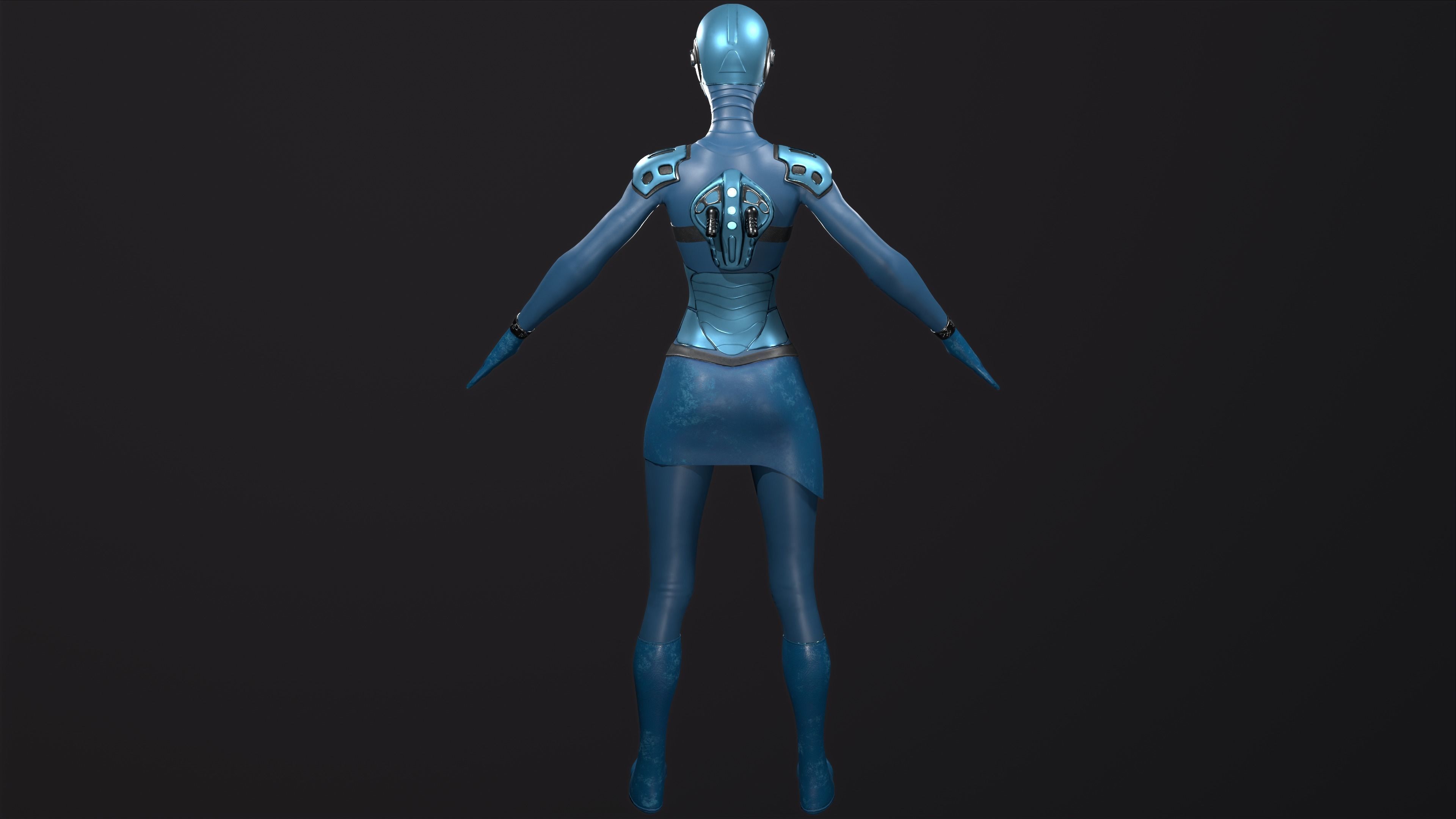 Robo Woman Low-poly 3D model_9