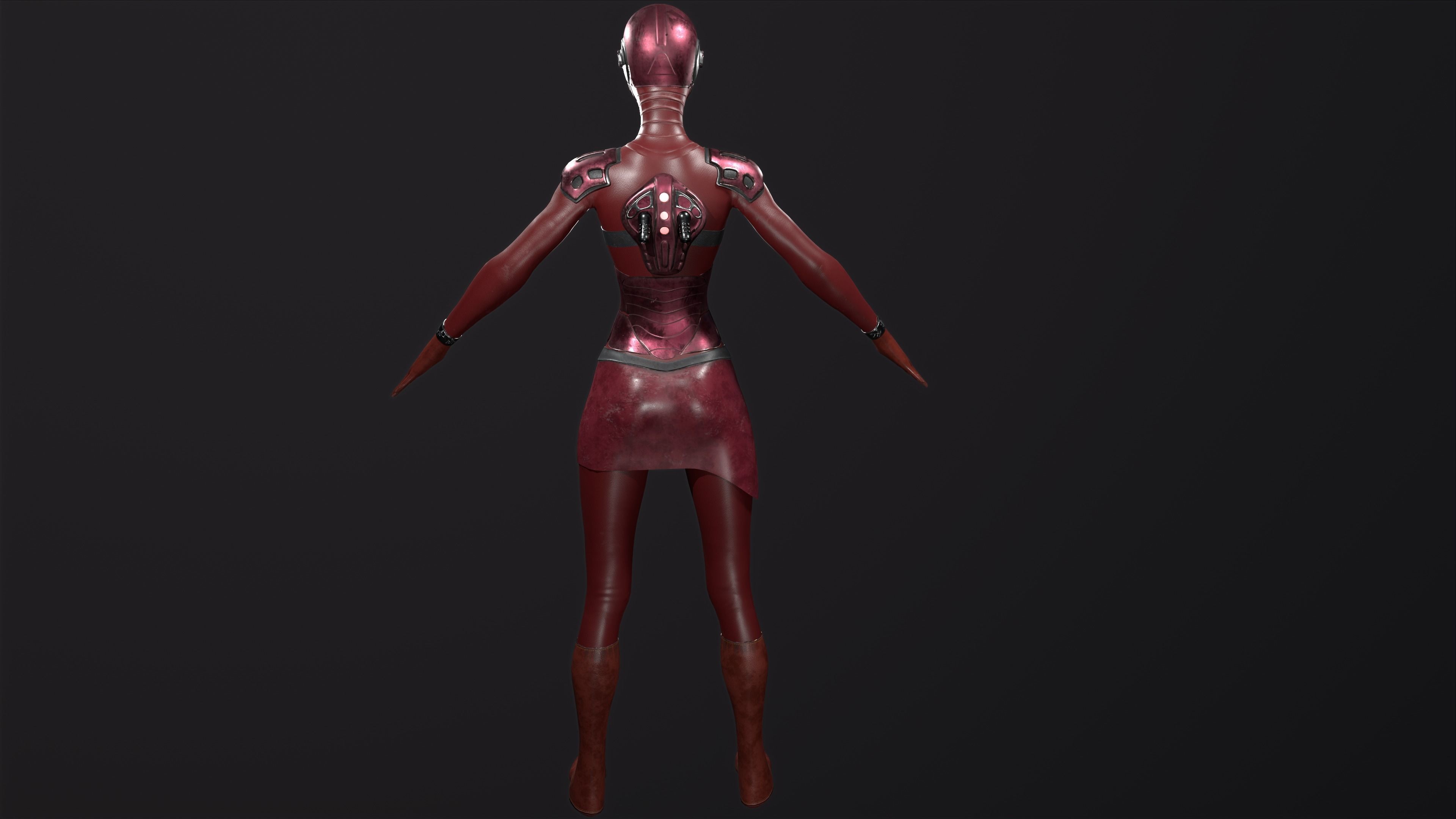 Robo Woman Low-poly 3D model_2