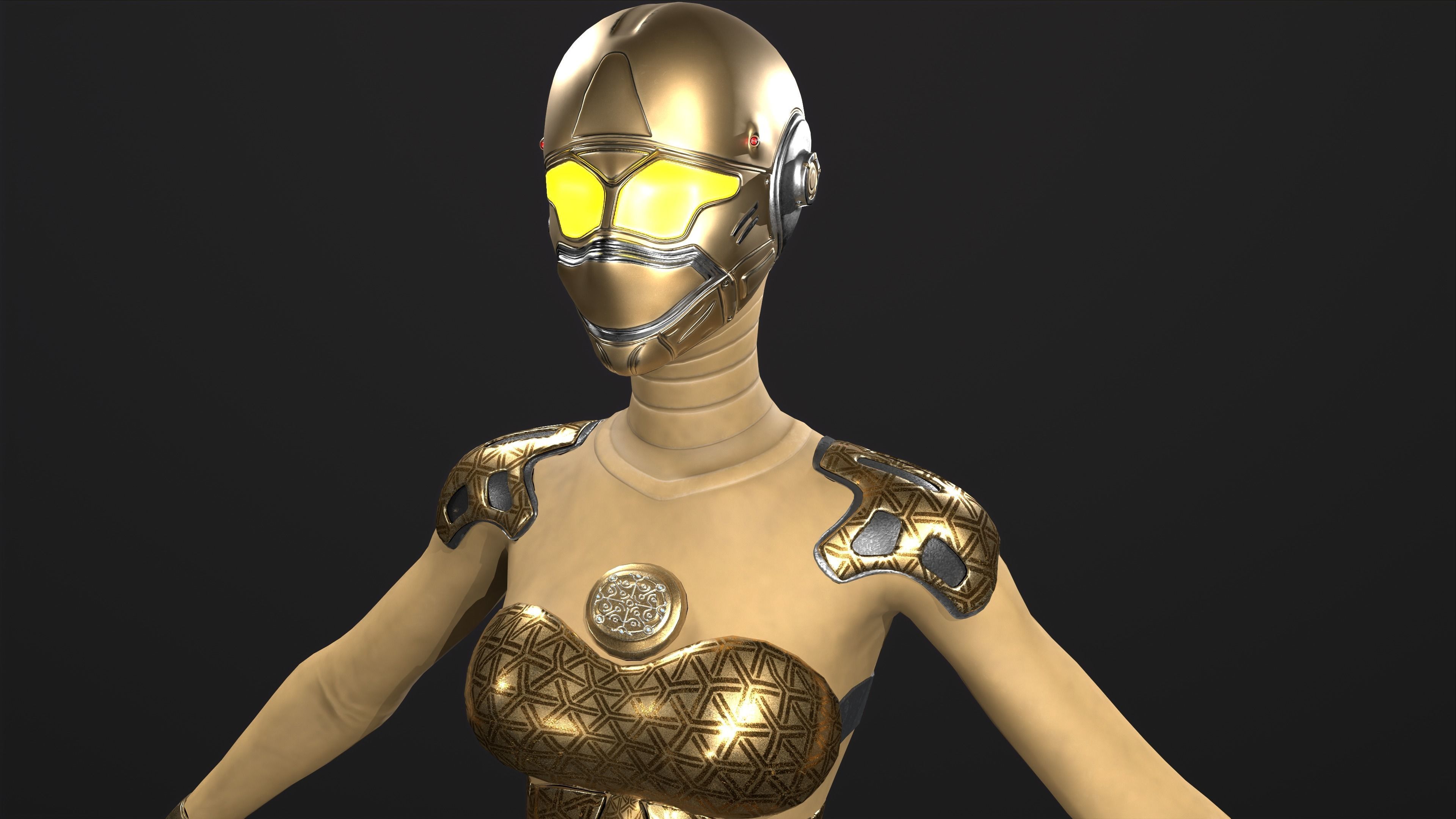 Robo Woman Low-poly 3D model_6