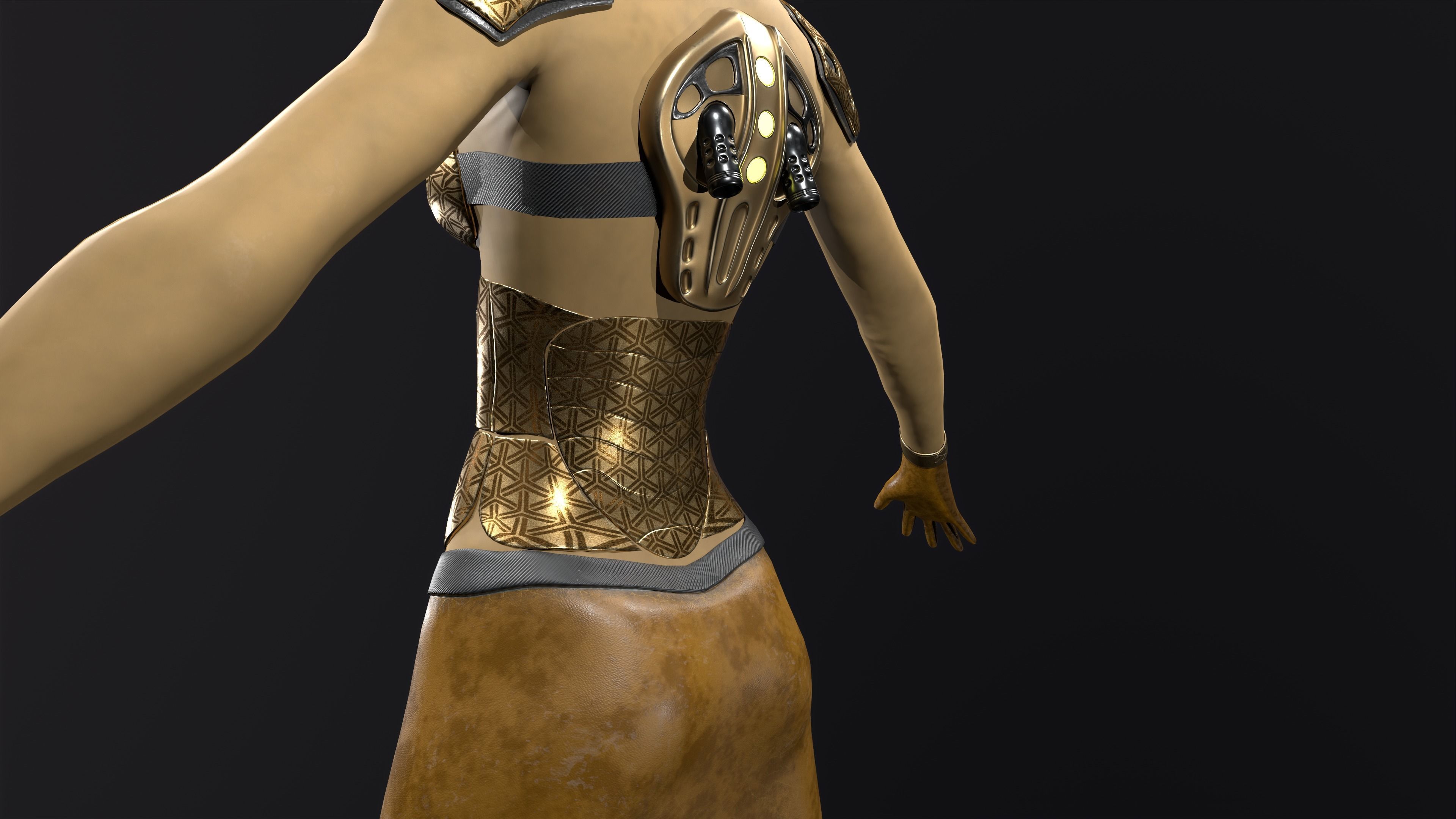 Robo Woman Low-poly 3D model_7