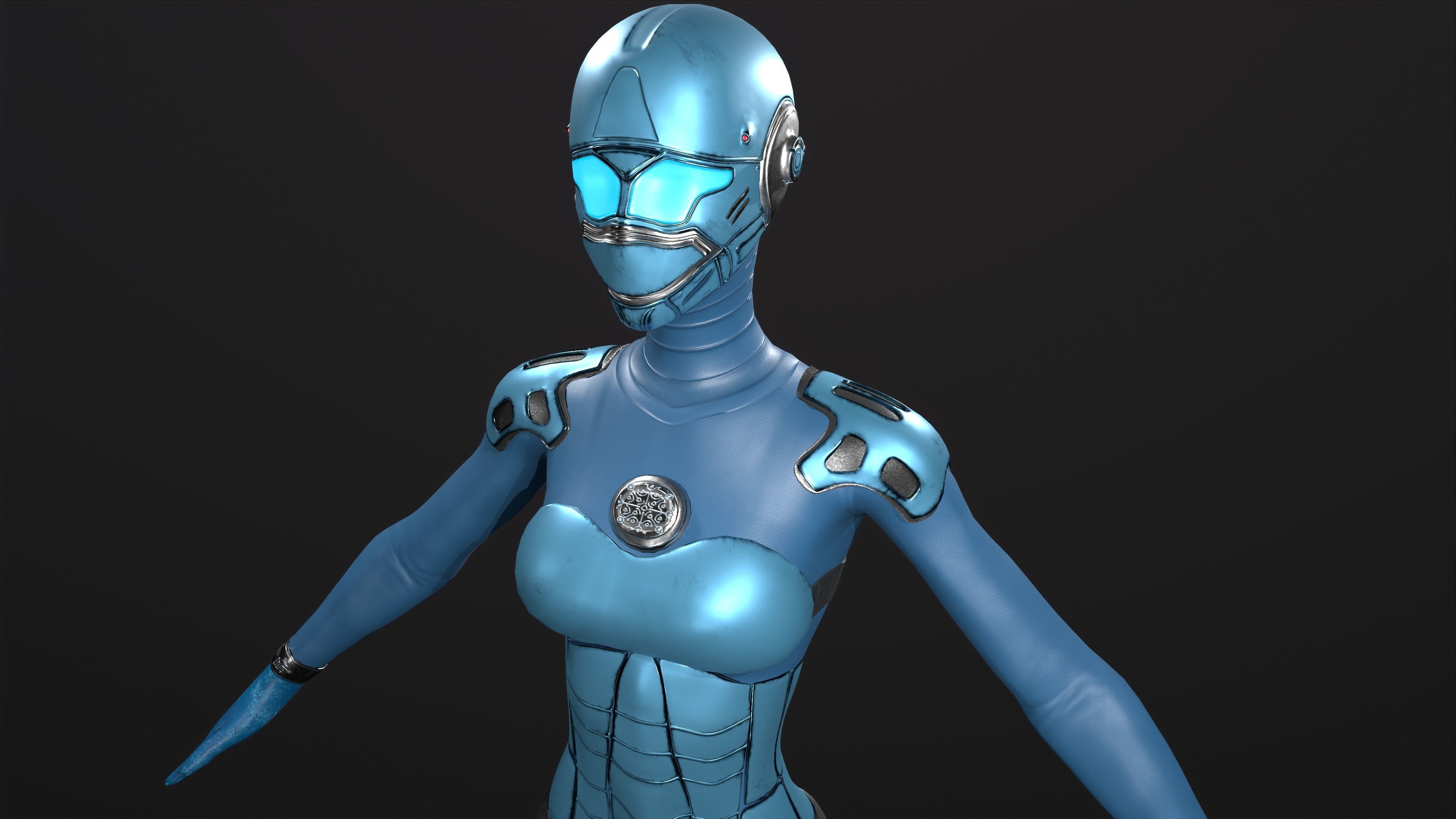 Robo Woman Low-poly 3D model_10
