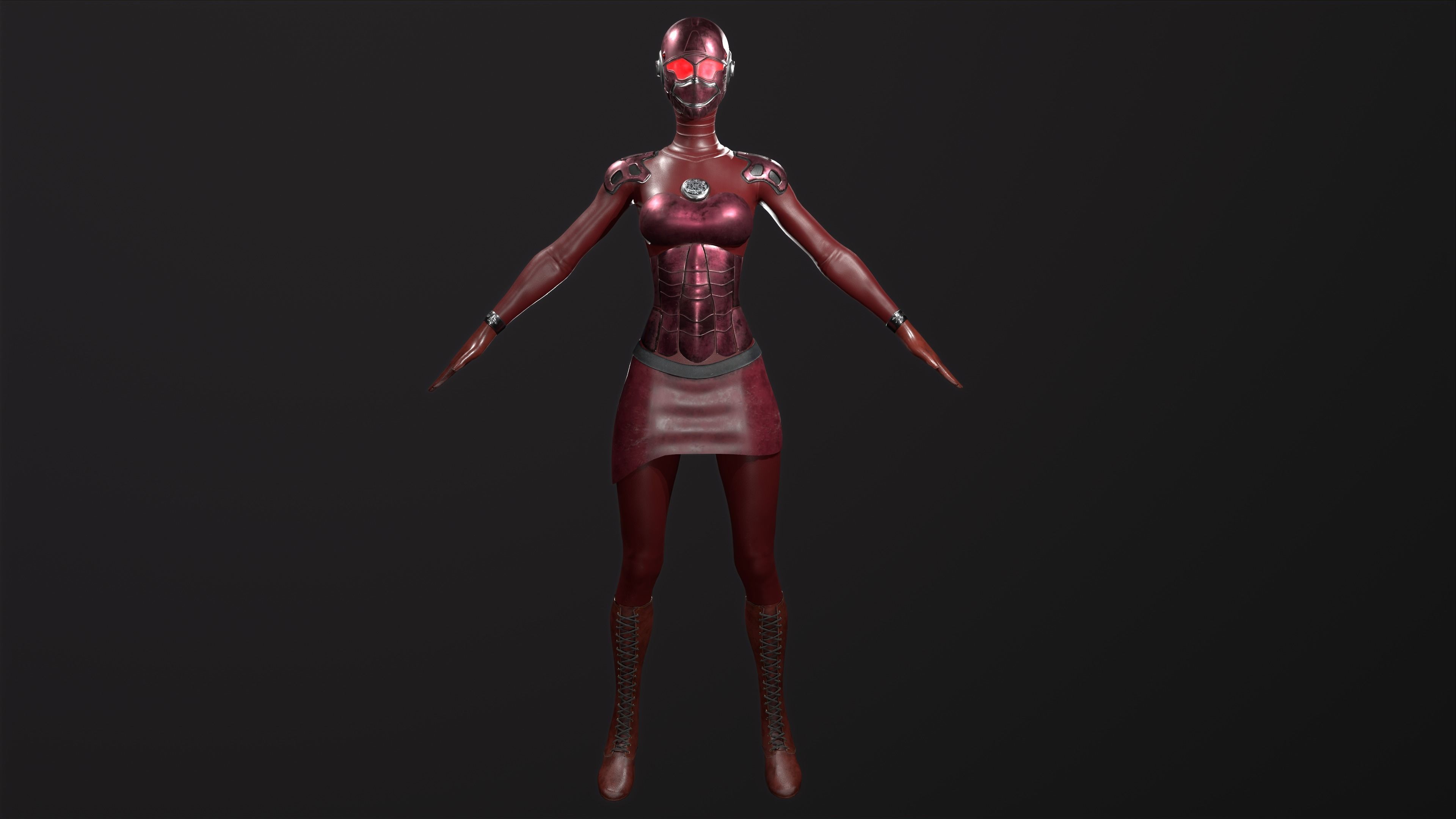 Robo Woman Low-poly 3D model_1