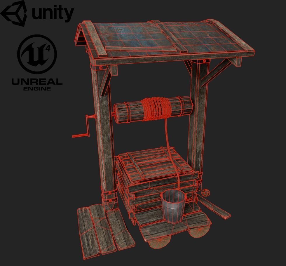 Water Well Low-poly 3D model Low-poly 3D model_4