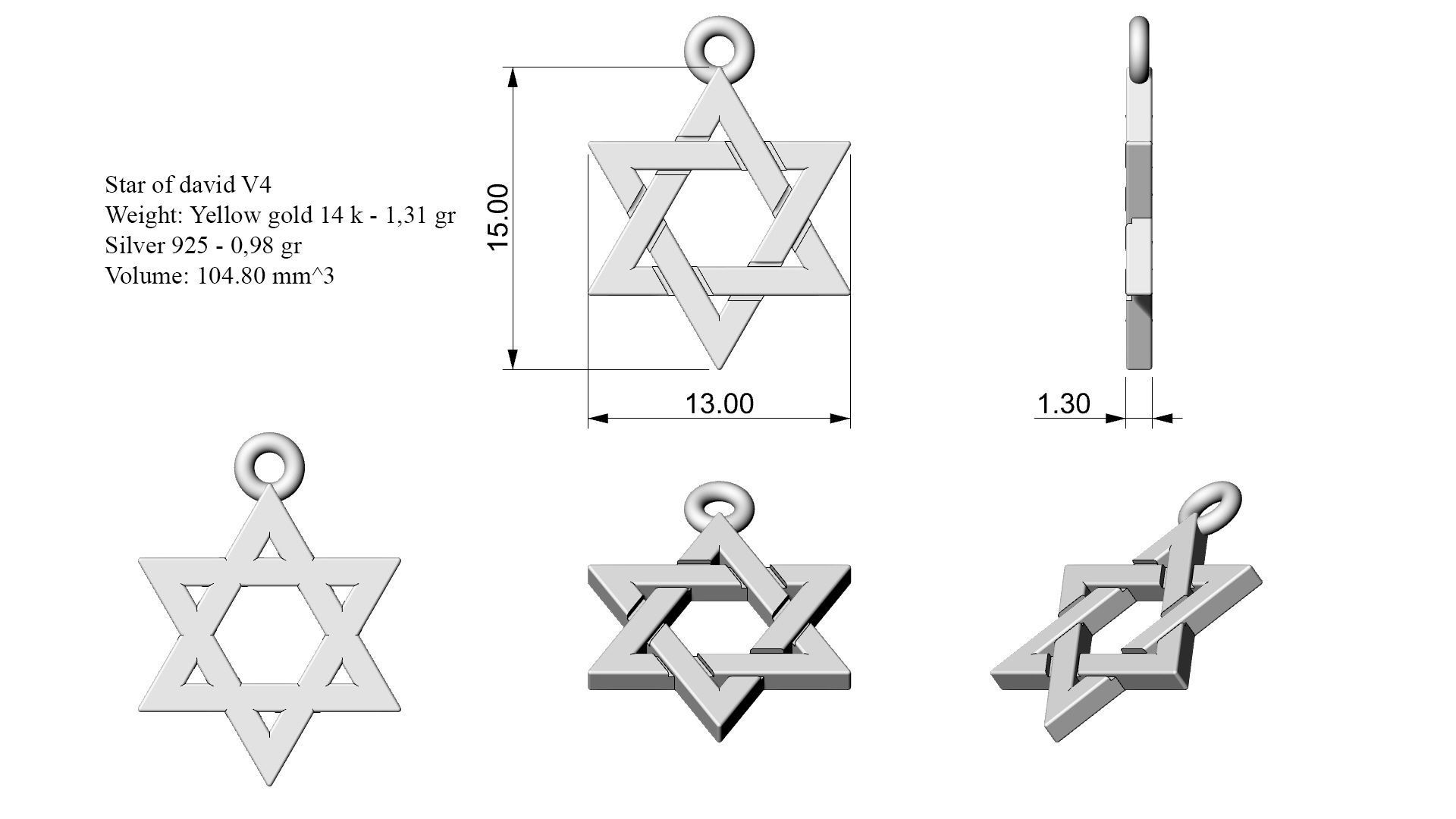 Star of david V4 3D print model_6