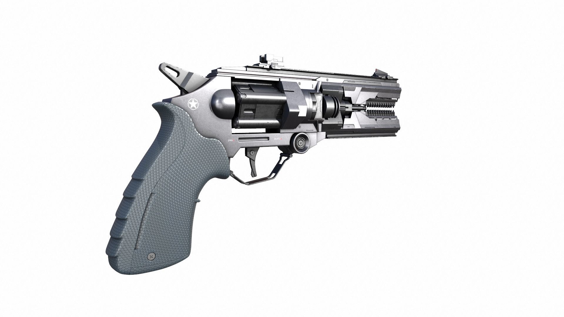 Gun Scifi Low-poly 3D model_6