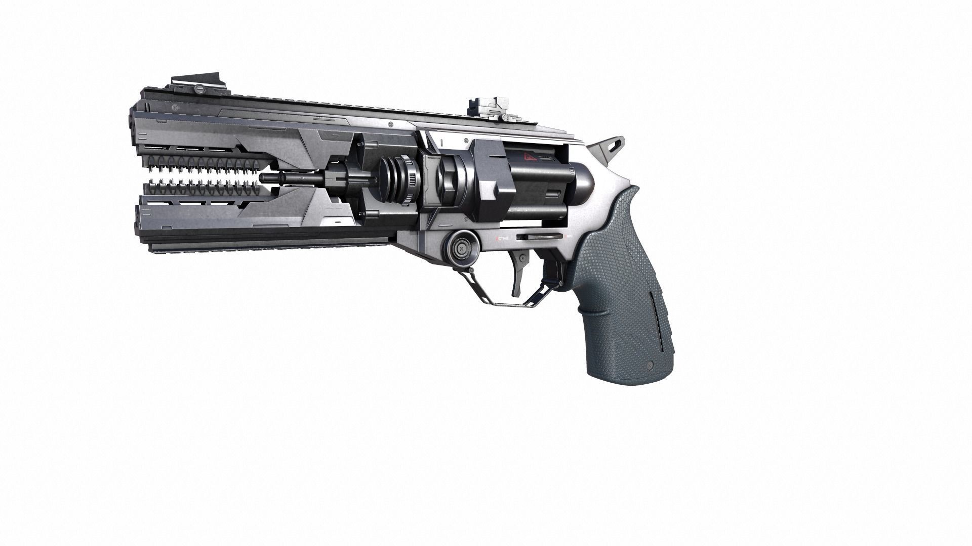 Gun Scifi Low-poly 3D model_11