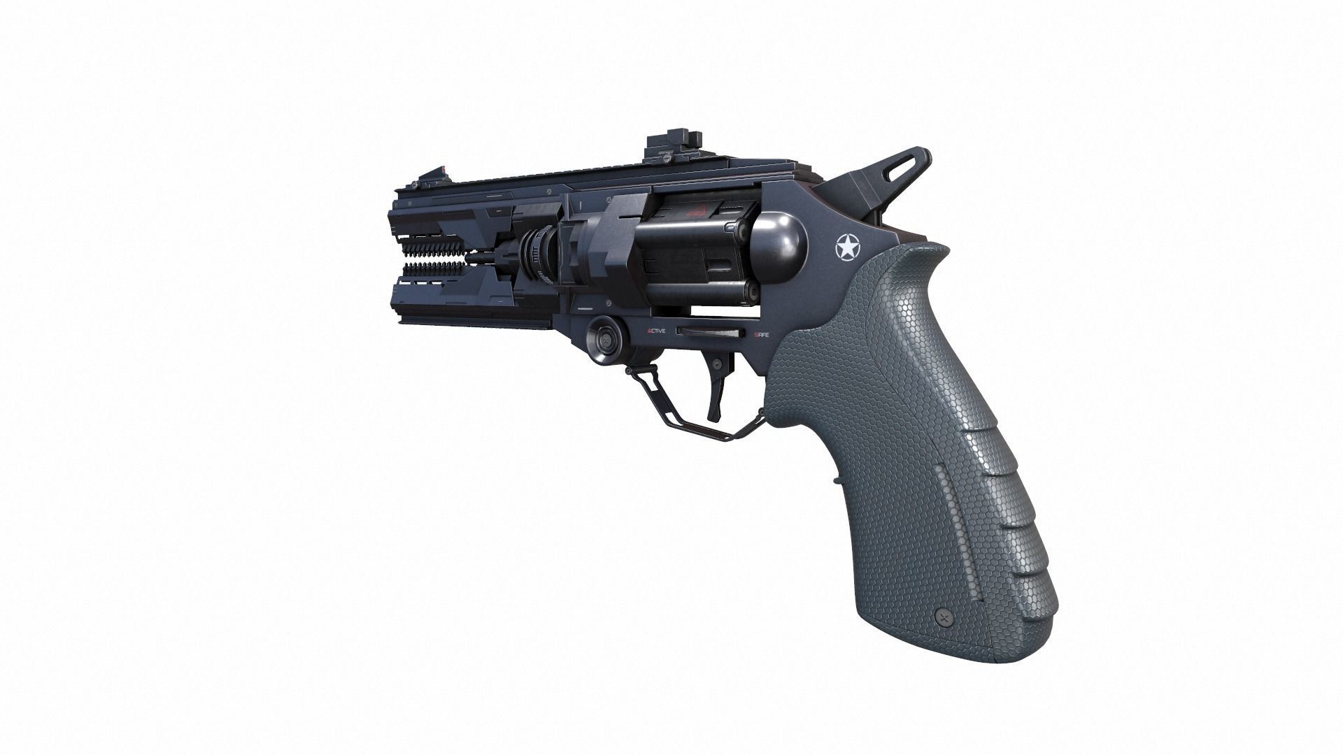 Gun Scifi Low-poly 3D model_9