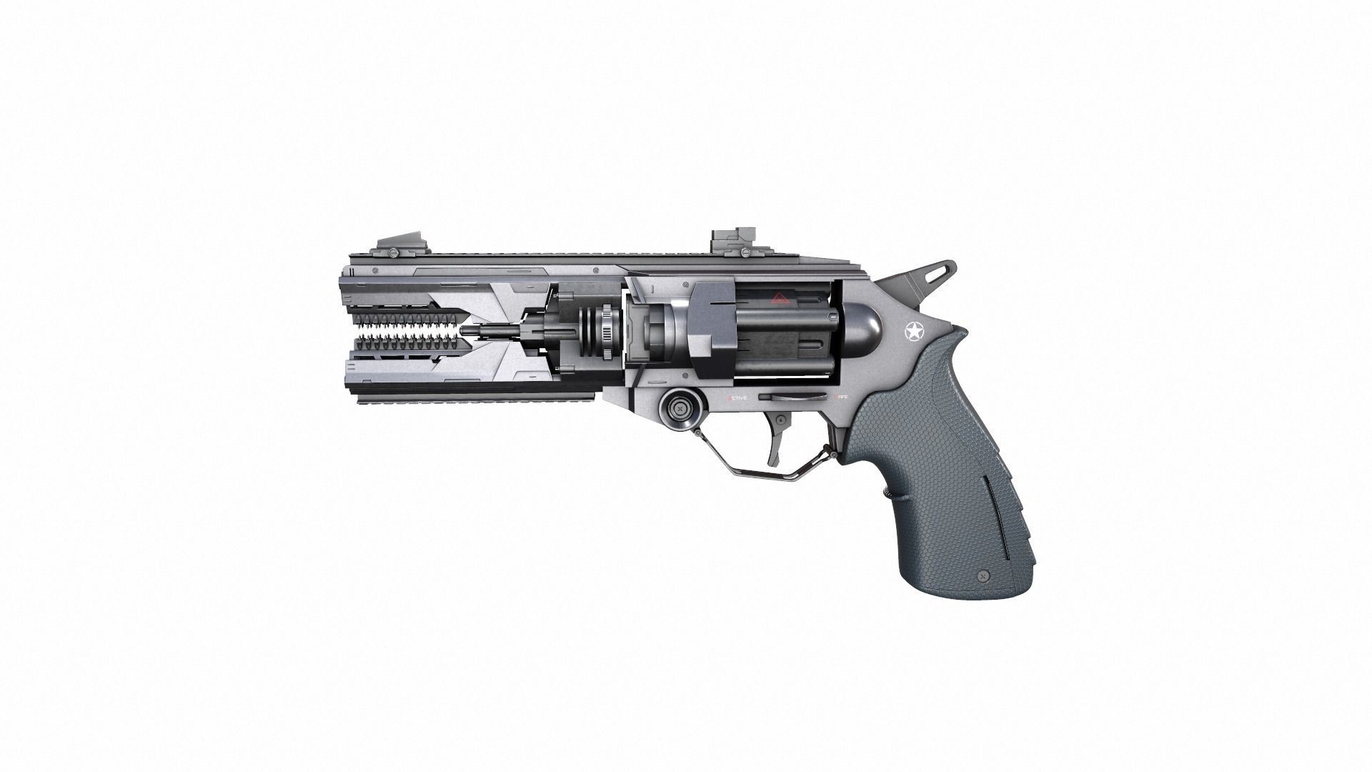 Gun Scifi Low-poly 3D model_13