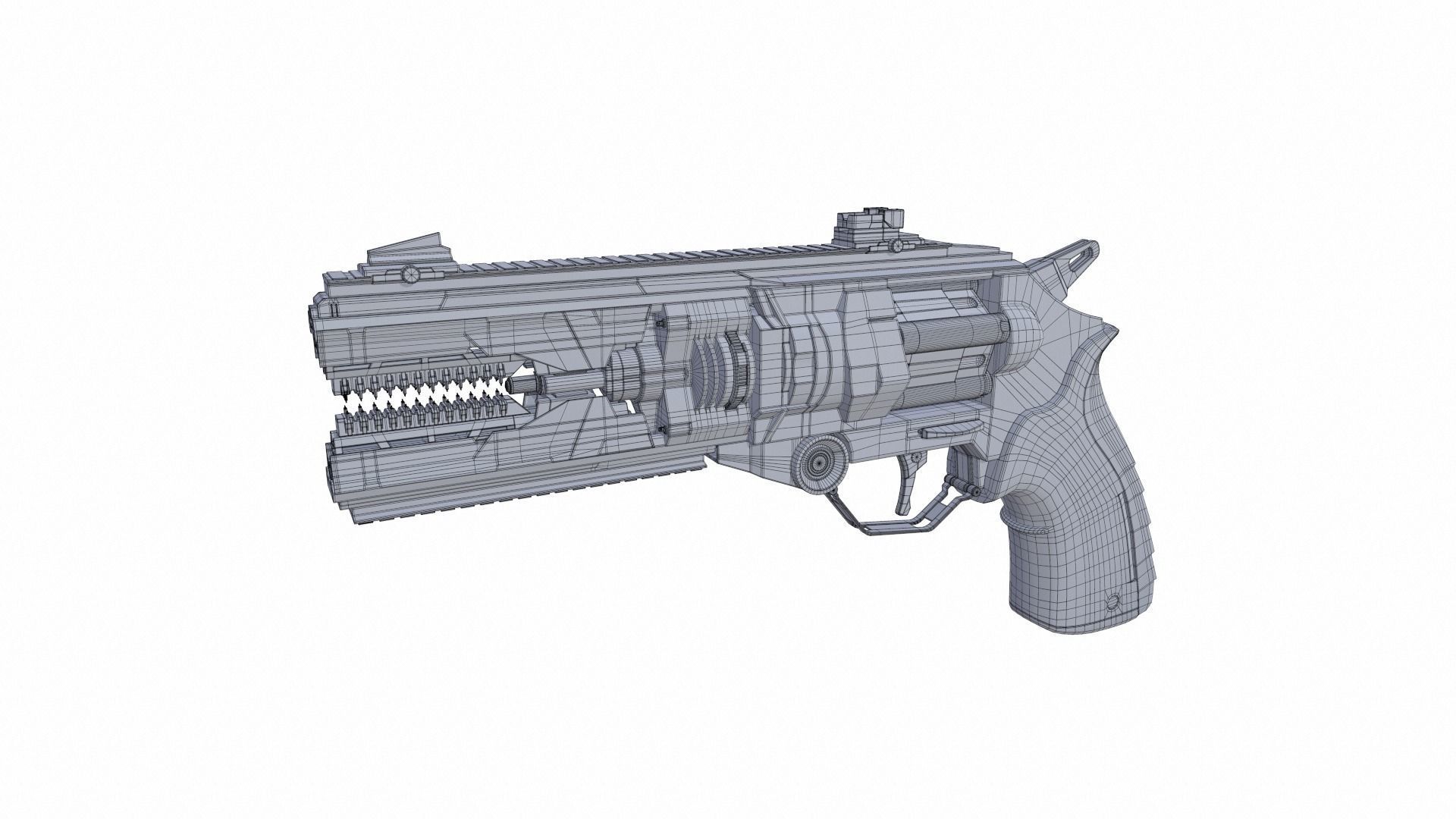 Gun Scifi Low-poly 3D model_21