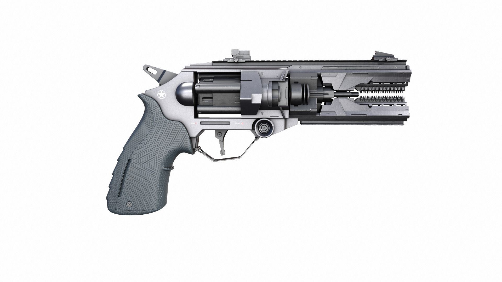 Gun Scifi Low-poly 3D model_5