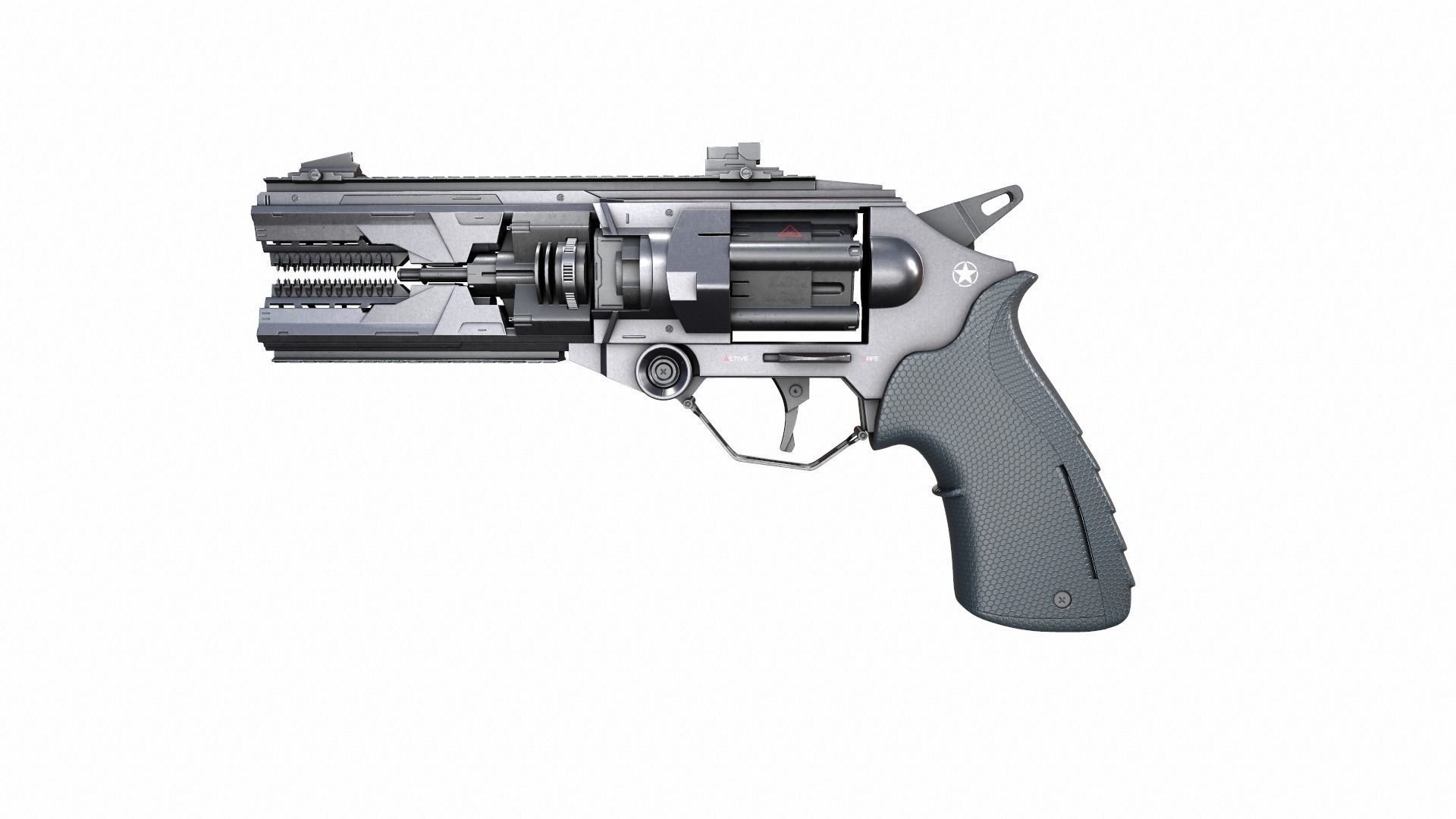 Gun Scifi Low-poly 3D model_10