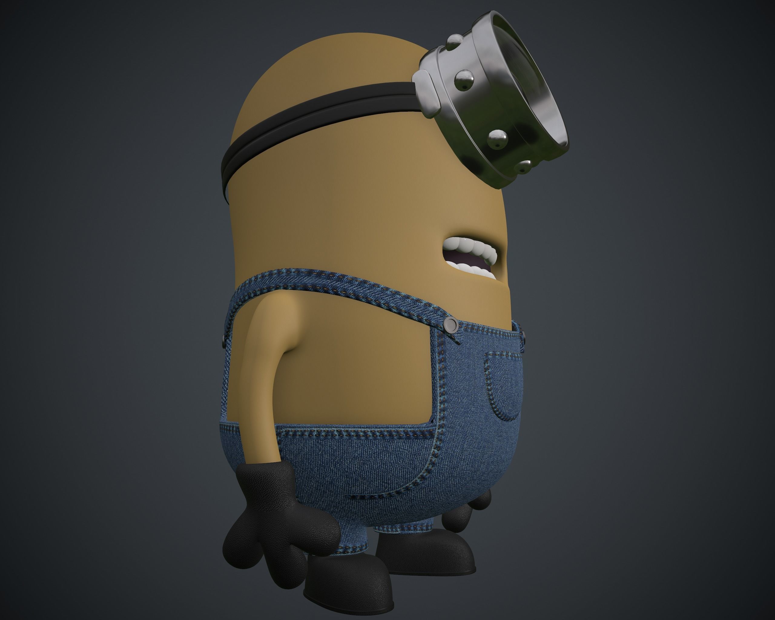 Minion 3d model with glasses and overalls 3D model_4