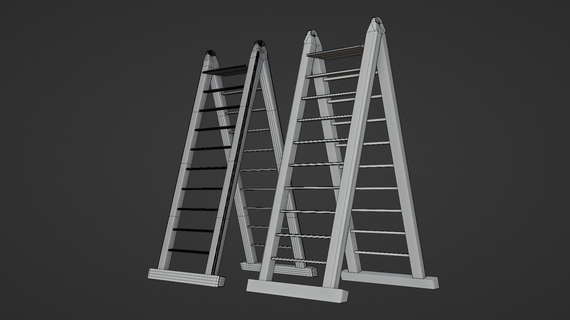 Metal Ladder - Low and High poly Low-poly 3D model_7