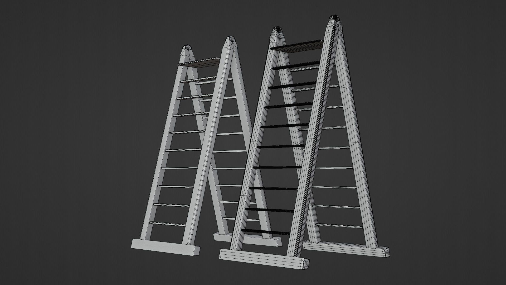 Metal Ladder - Low and High poly Low-poly 3D model_3