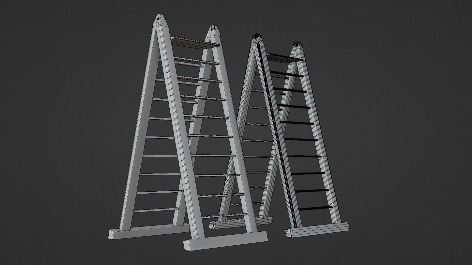 Metal Ladder - Low and High poly Low-poly 3D model_9