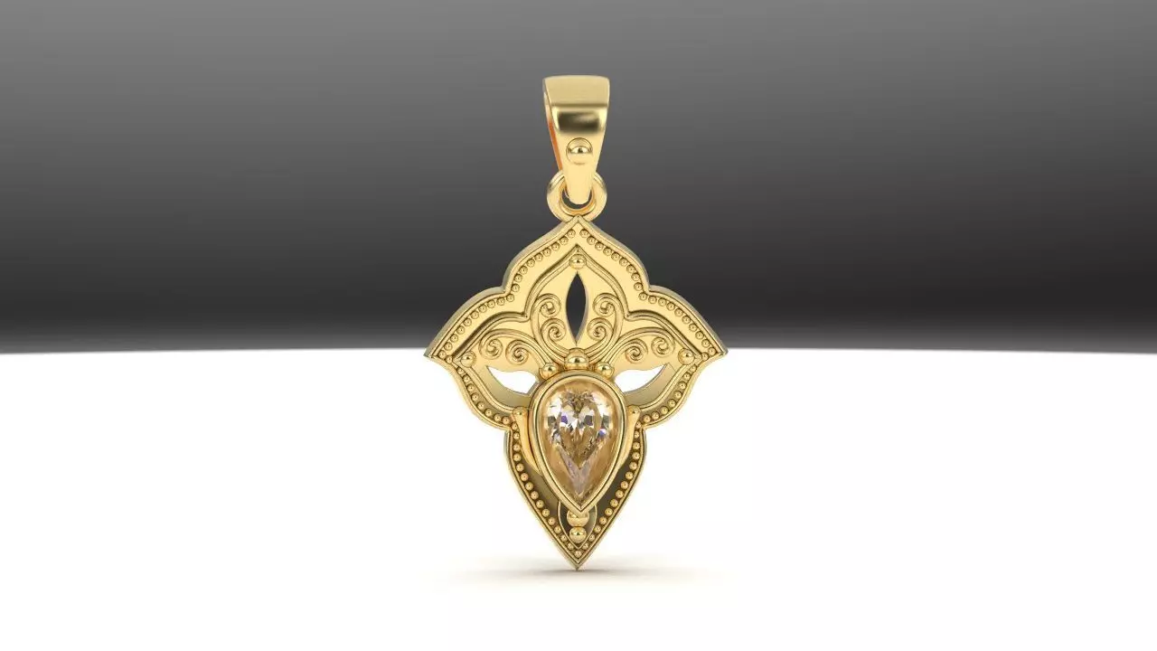 pear gemstone pendant 3D print model
