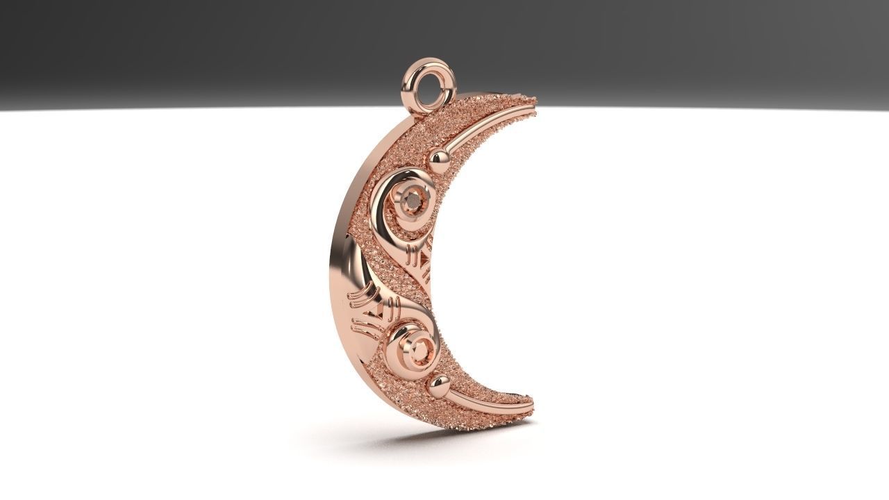 moon texture pendant 3D print model_2