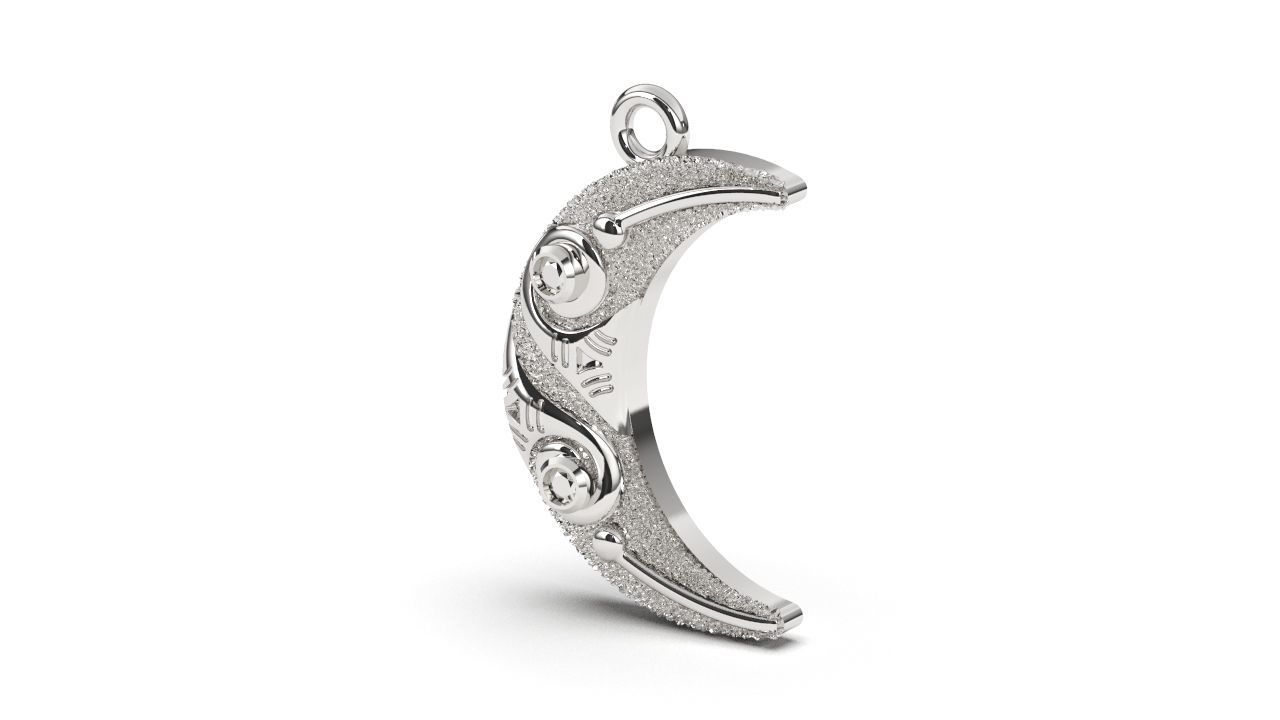 moon texture pendant 3D print model_3