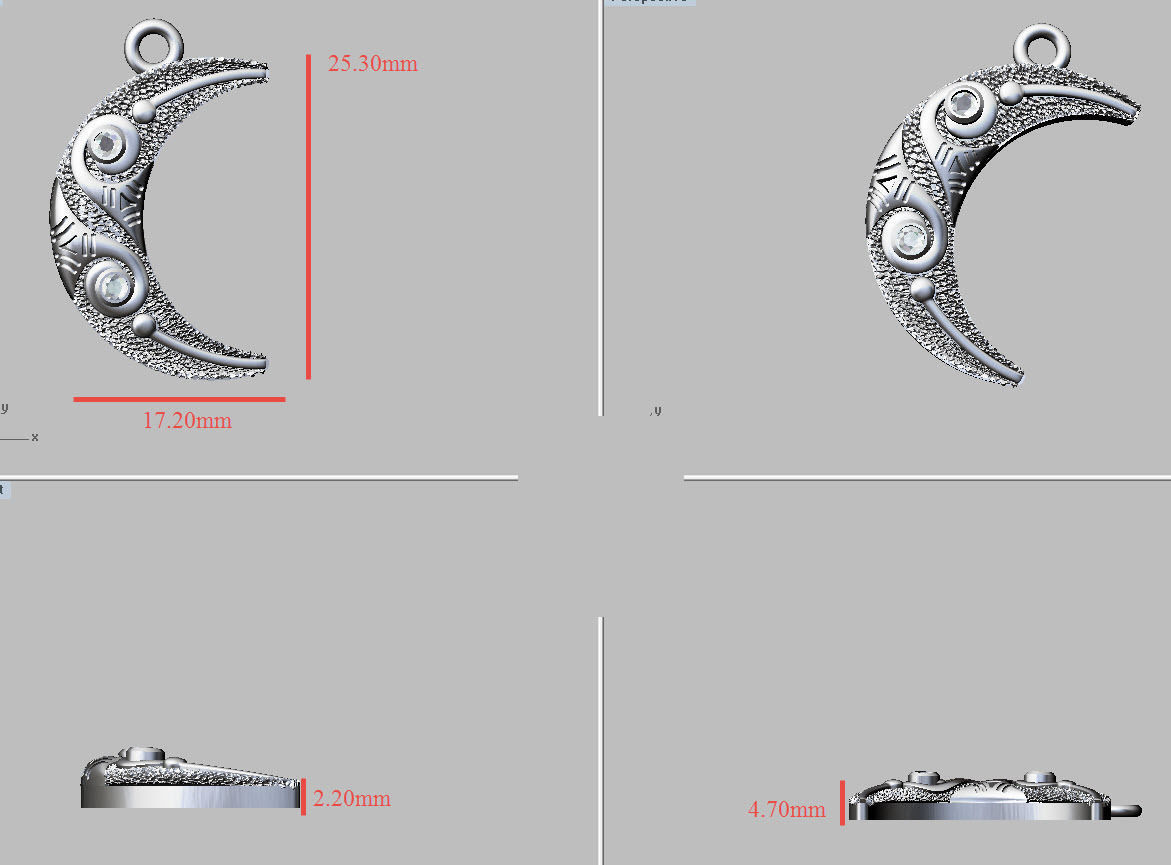 moon texture pendant 3D print model_5