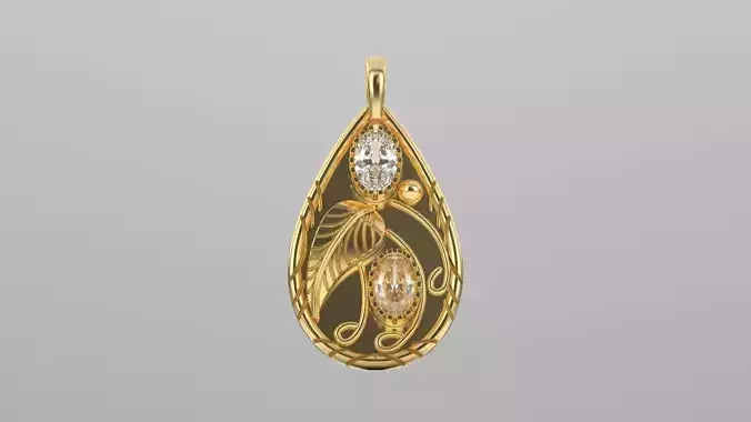 leaf natural gem stone pendant 