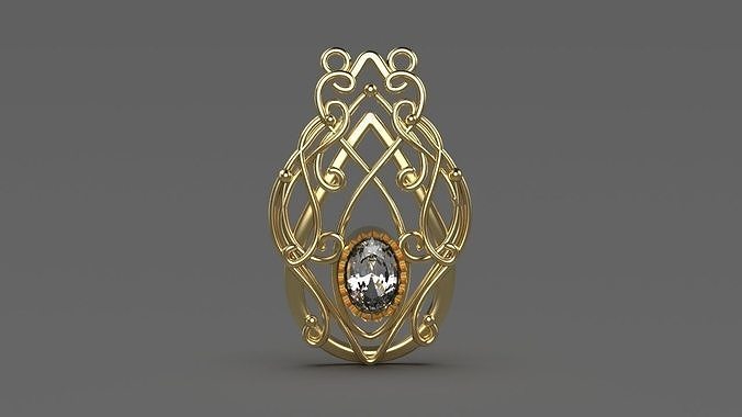 gem stone celtic pendant 3D print model