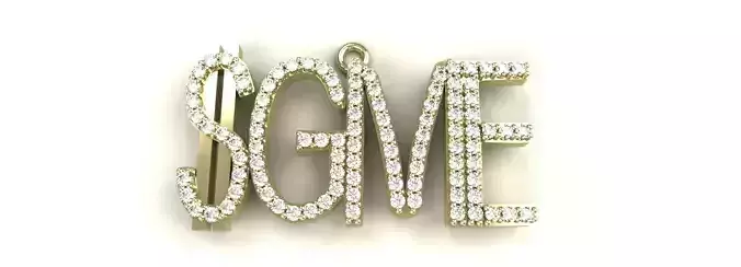 GME Diamond Pendant Gold Silver Platinum Luxury Initial Necklace 3D print model