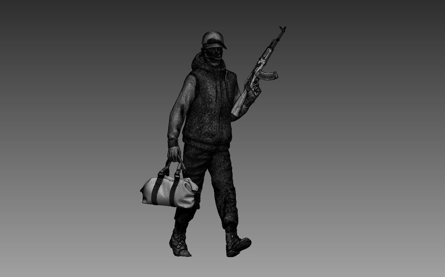 bandits group of people with guns 3D print model_66