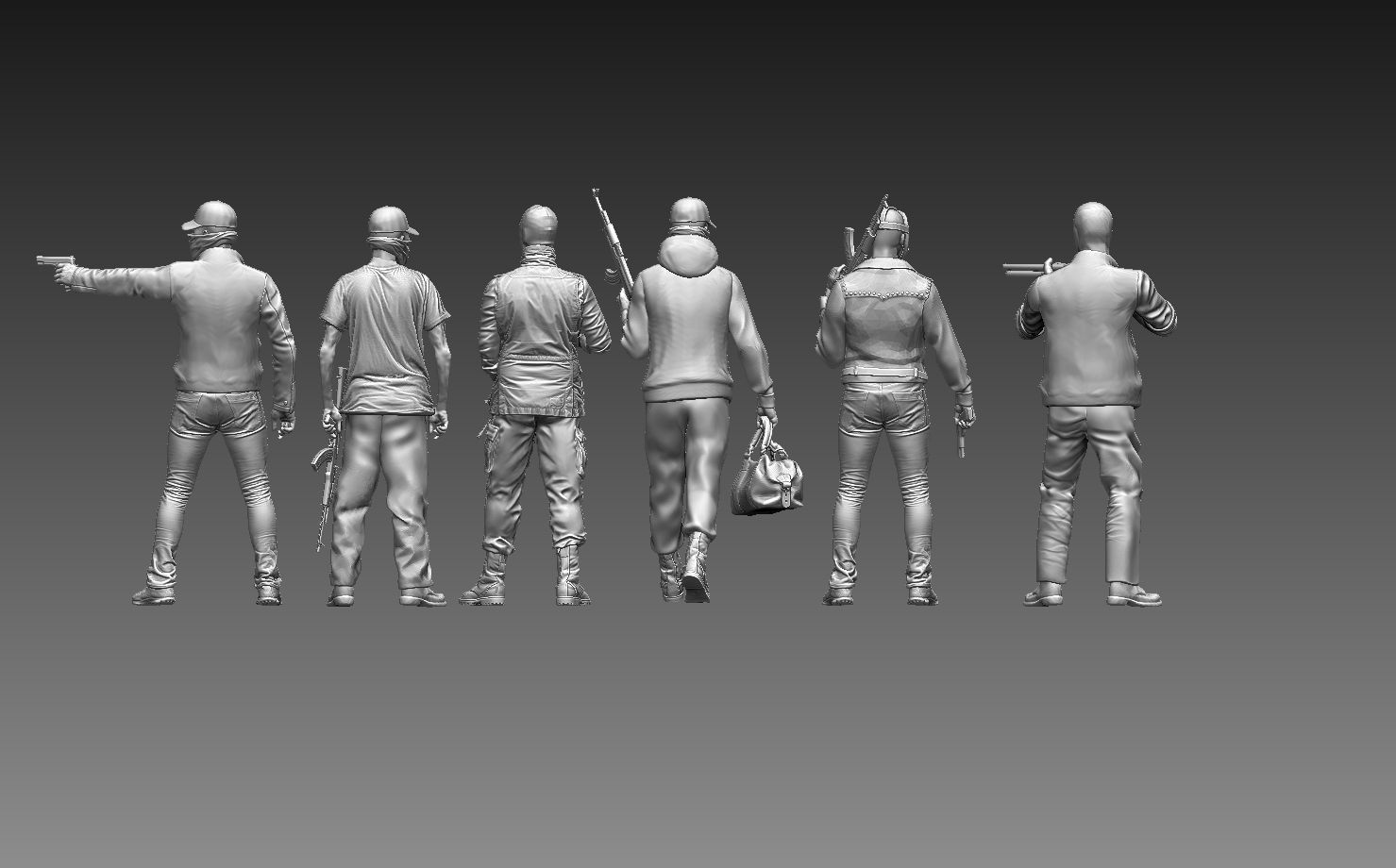 bandits group of people with guns 3D print model_78