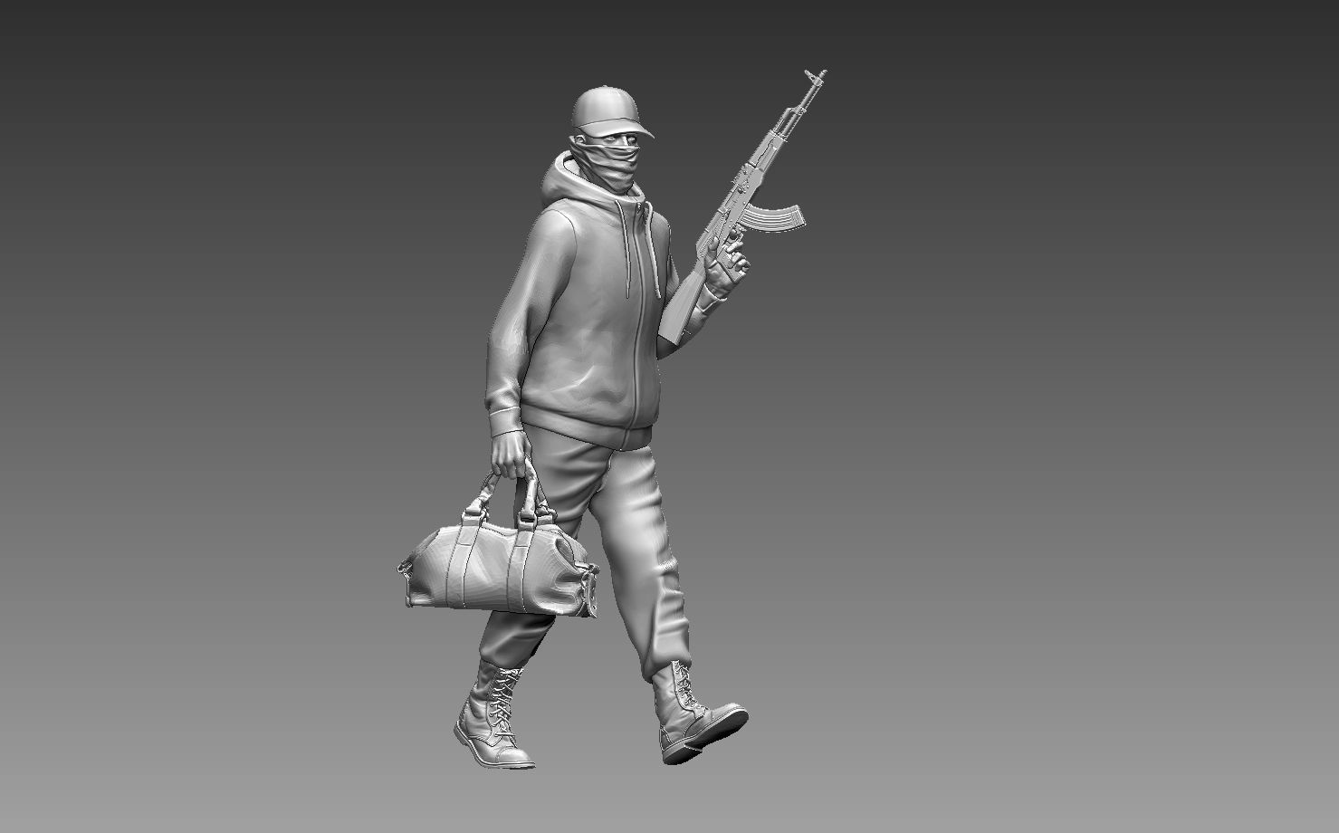 bandits group of people with guns 3D print model_100