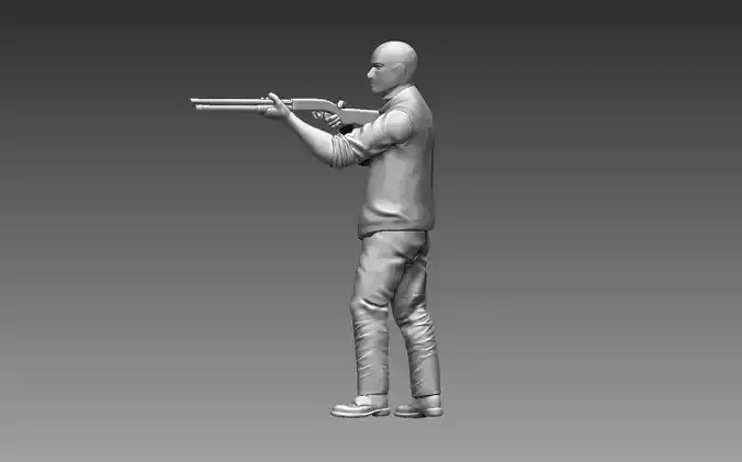 robber man holding gun 3D print model