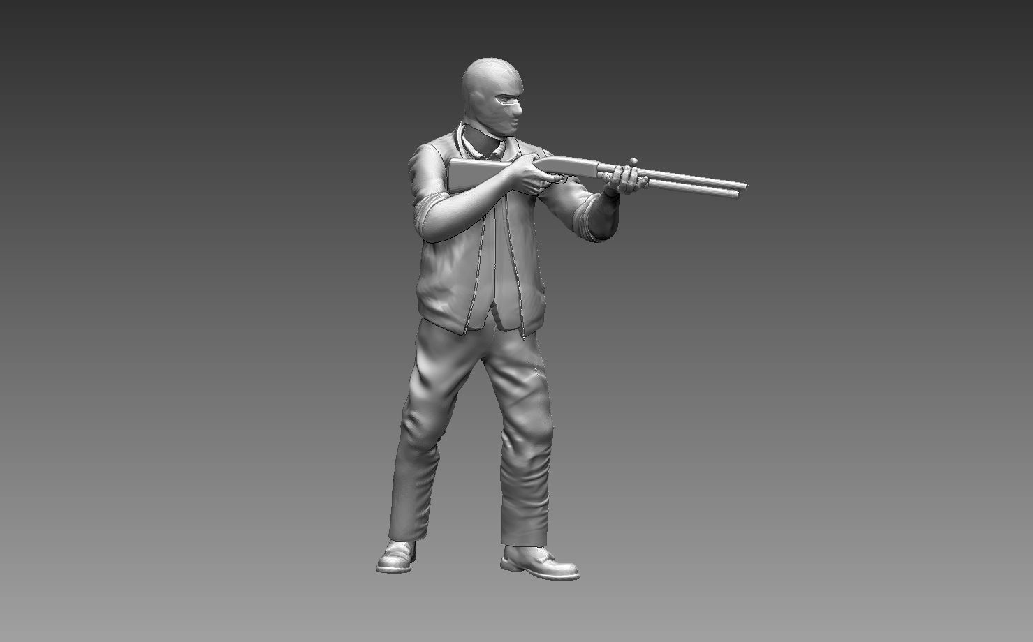 robber man holding gun 3D print model_21