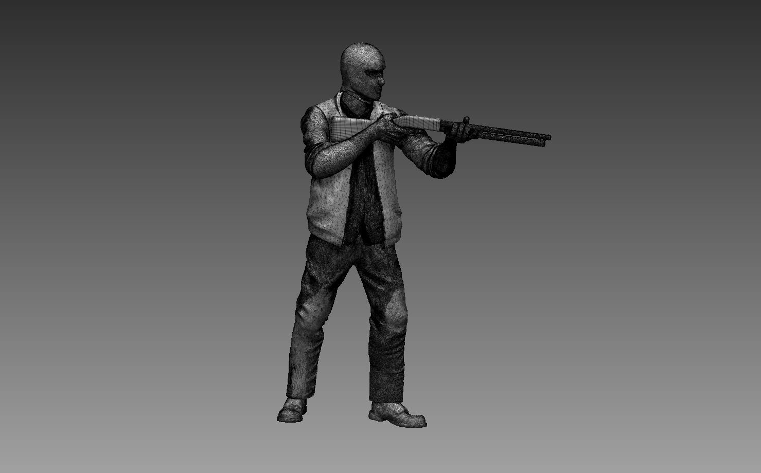 robber man holding gun 3D print model_9