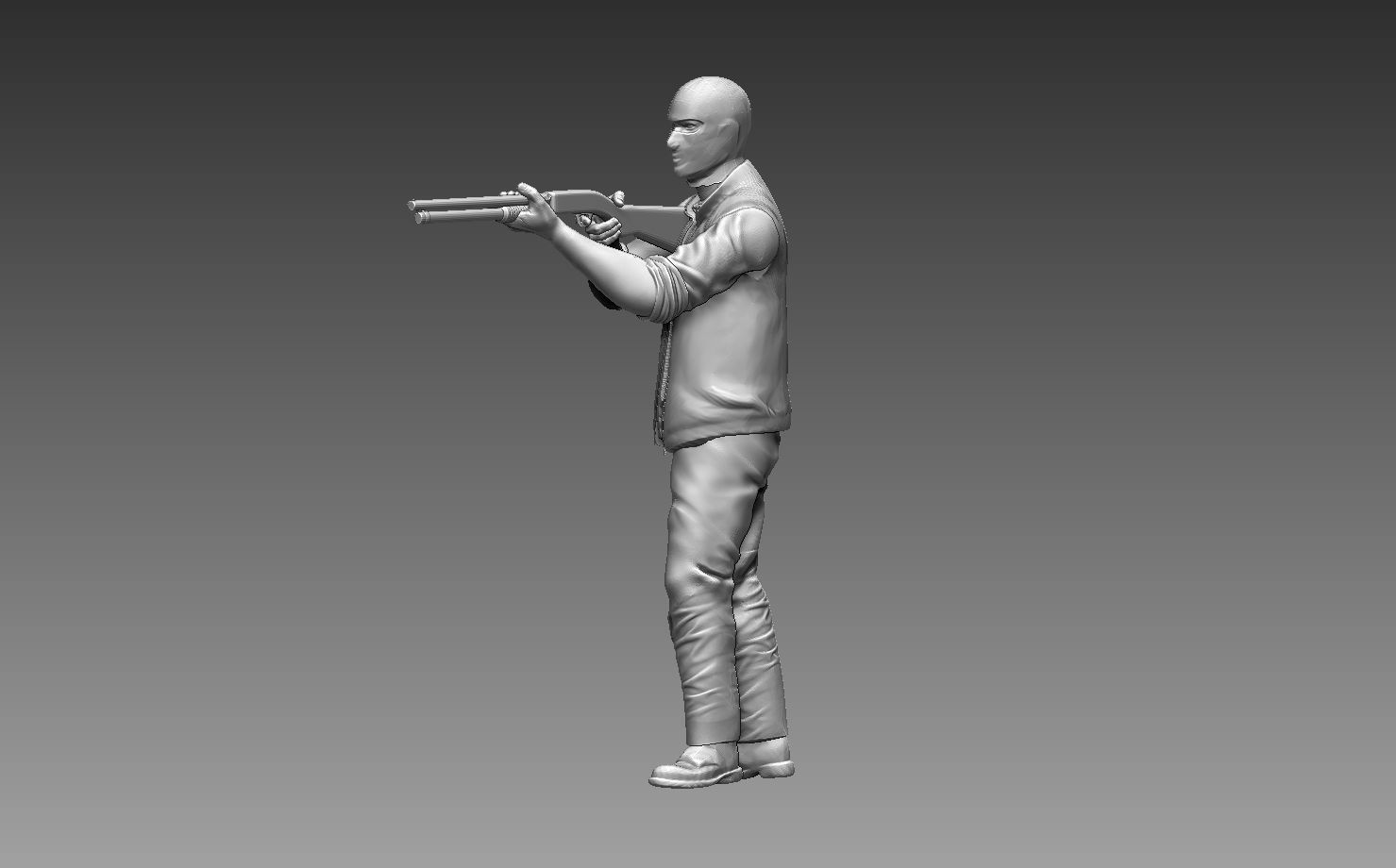 robber man holding gun 3D print model_3