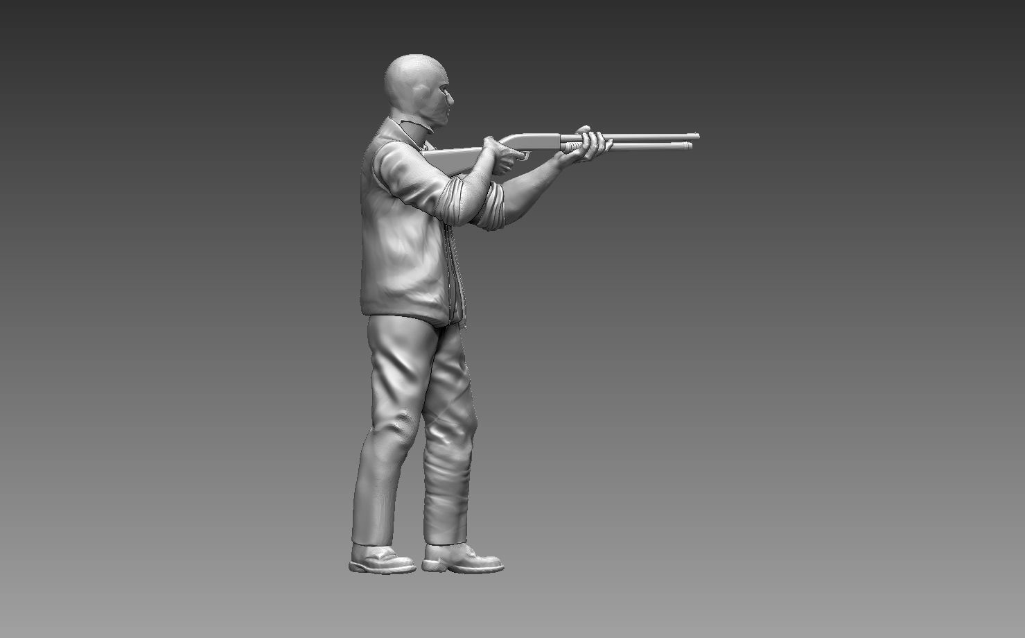 robber man holding gun 3D print model_40