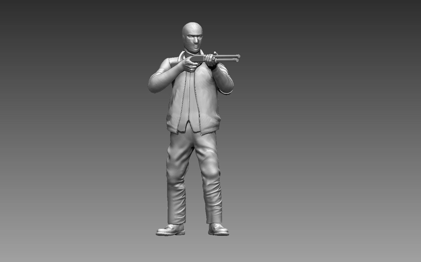 robber man holding gun 3D print model_48