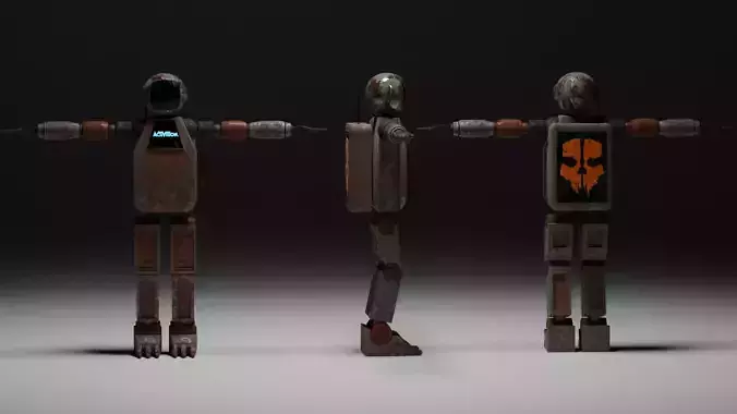 Sci-fi rigged Rusty Robot 3D model