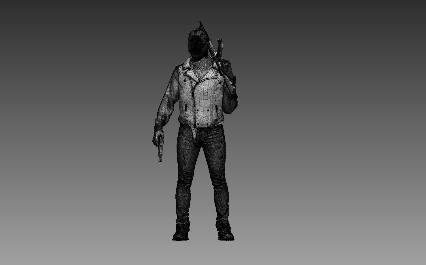 robber man holding gun 3D print model_35