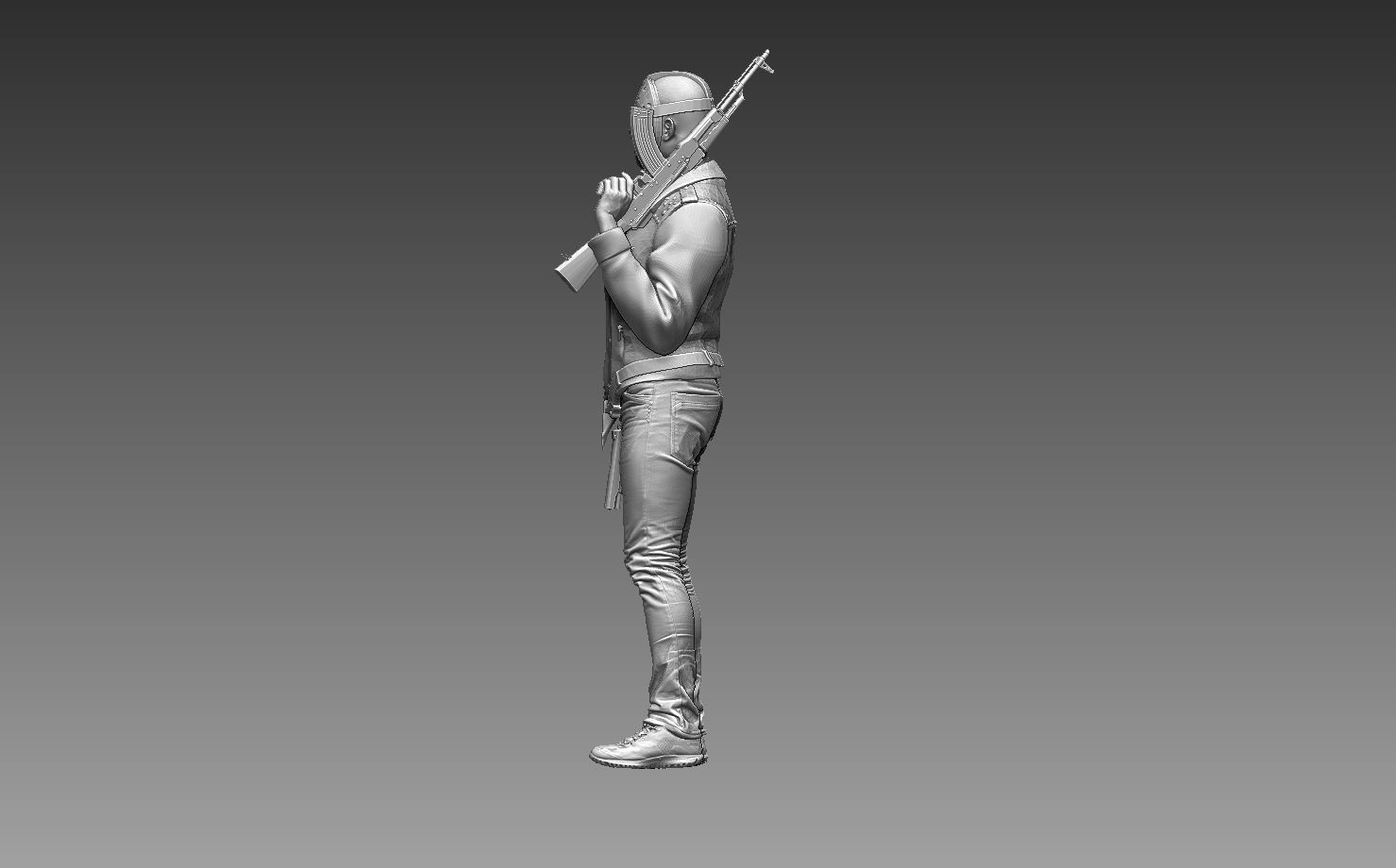 robber man holding gun 3D print model_32
