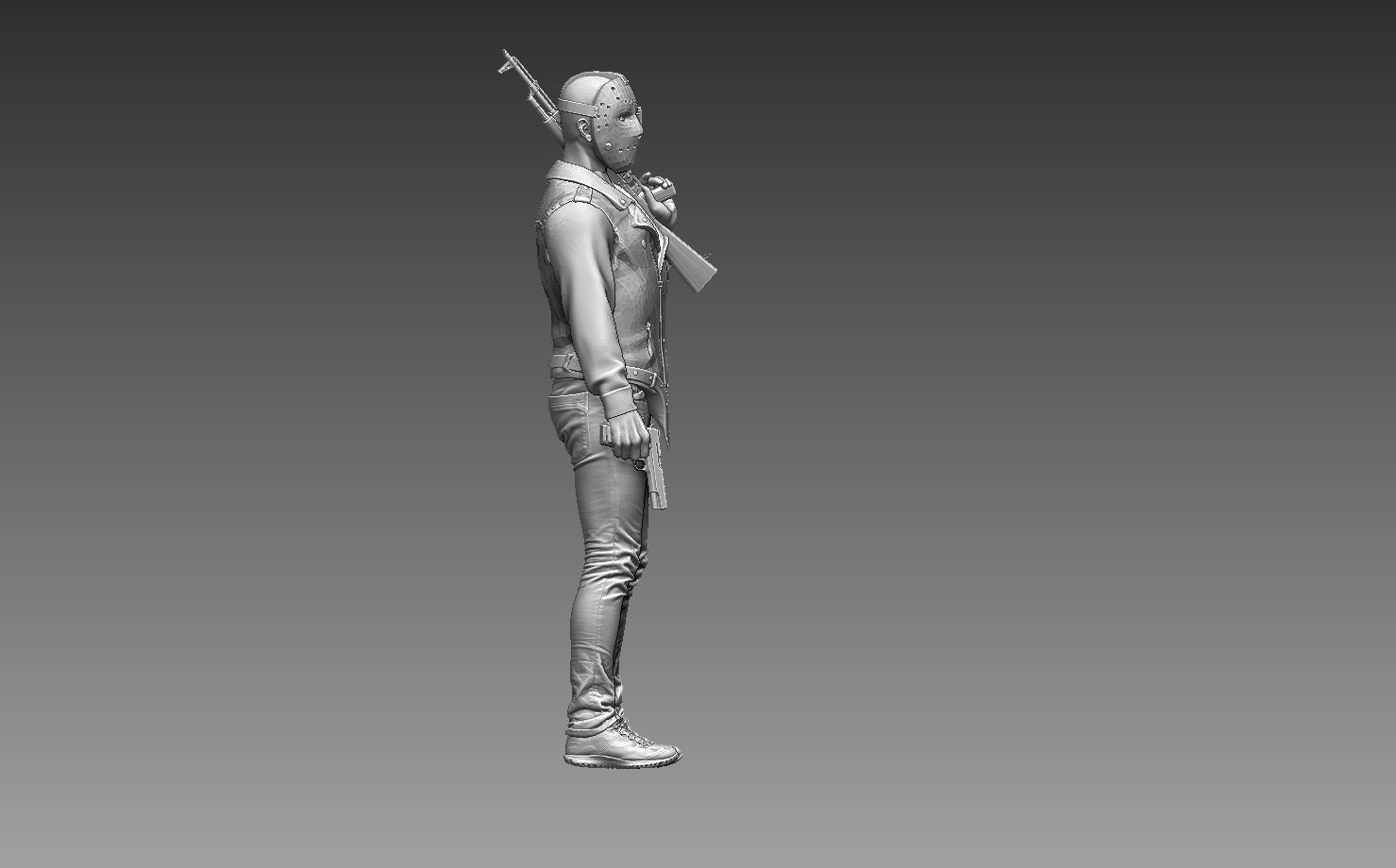 robber man holding gun 3D print model_30